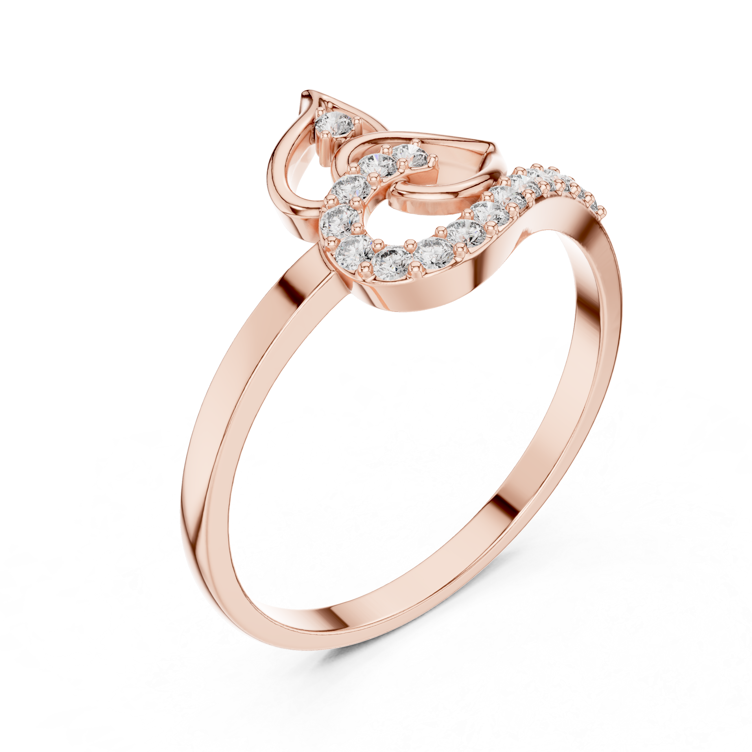 Luxury Leaf Wave Diamond Ring