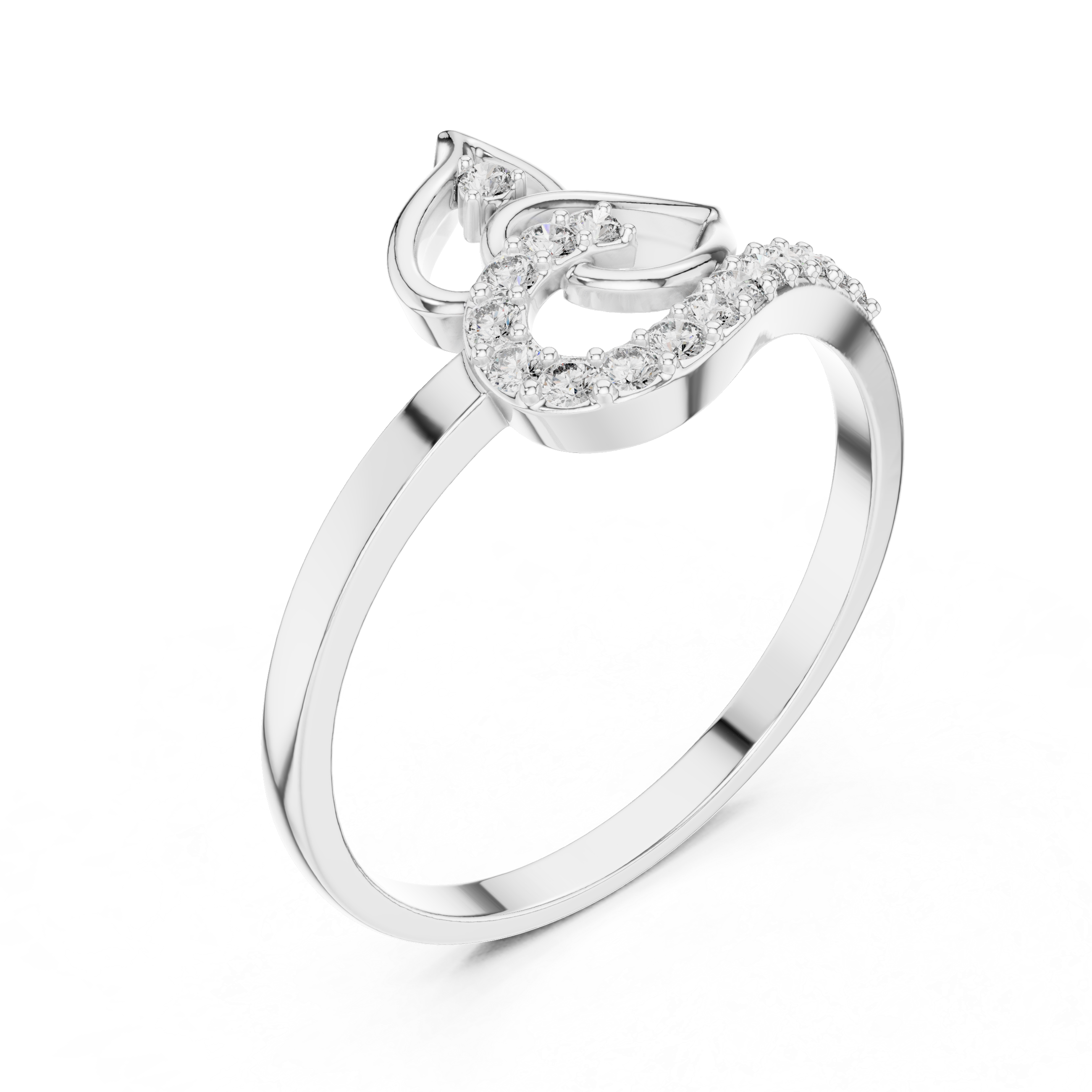 Luxury Leaf Wave Diamond Ring