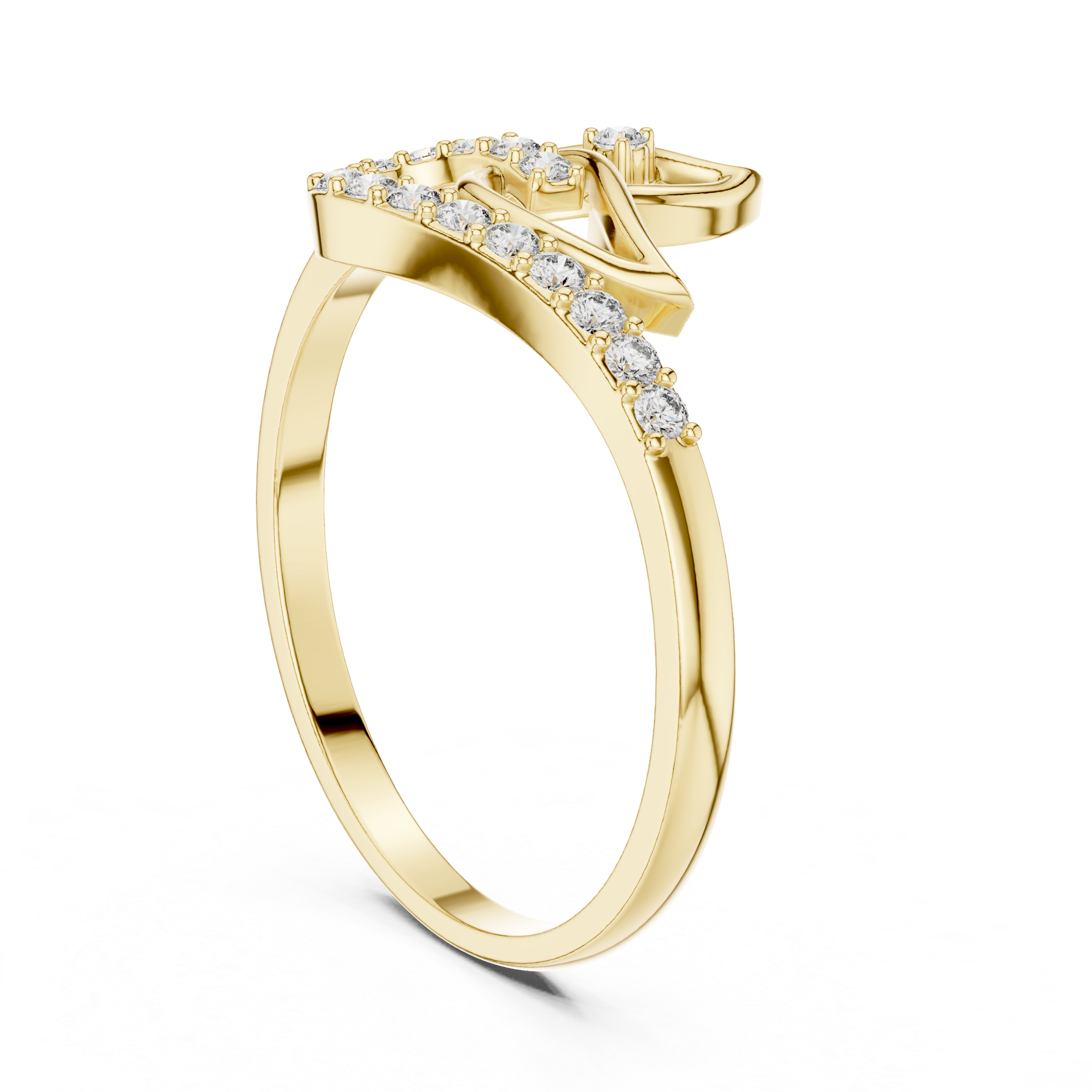 Luxury Leaf Wave Diamond Ring