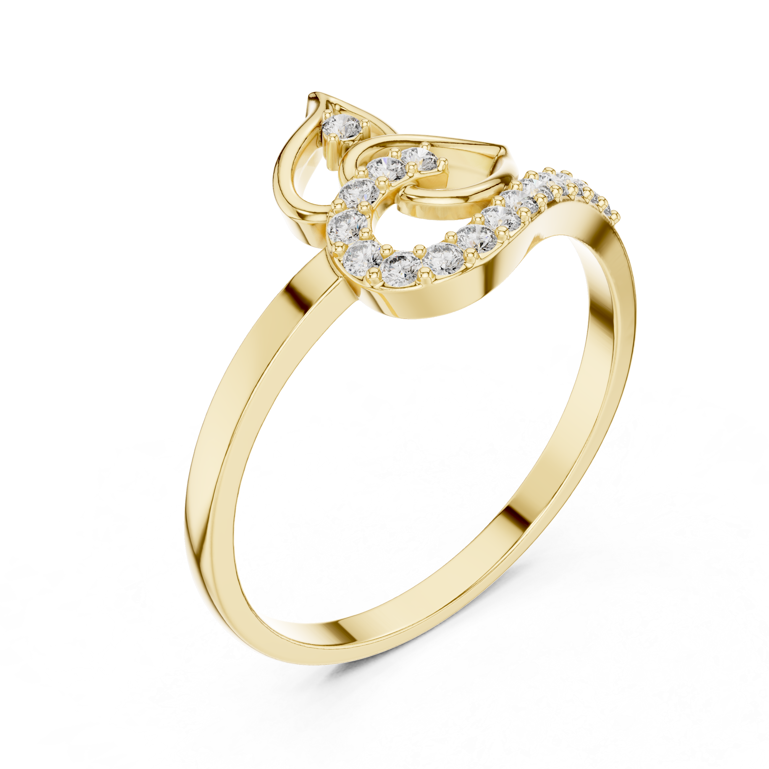 Luxury Leaf Wave Diamond Ring