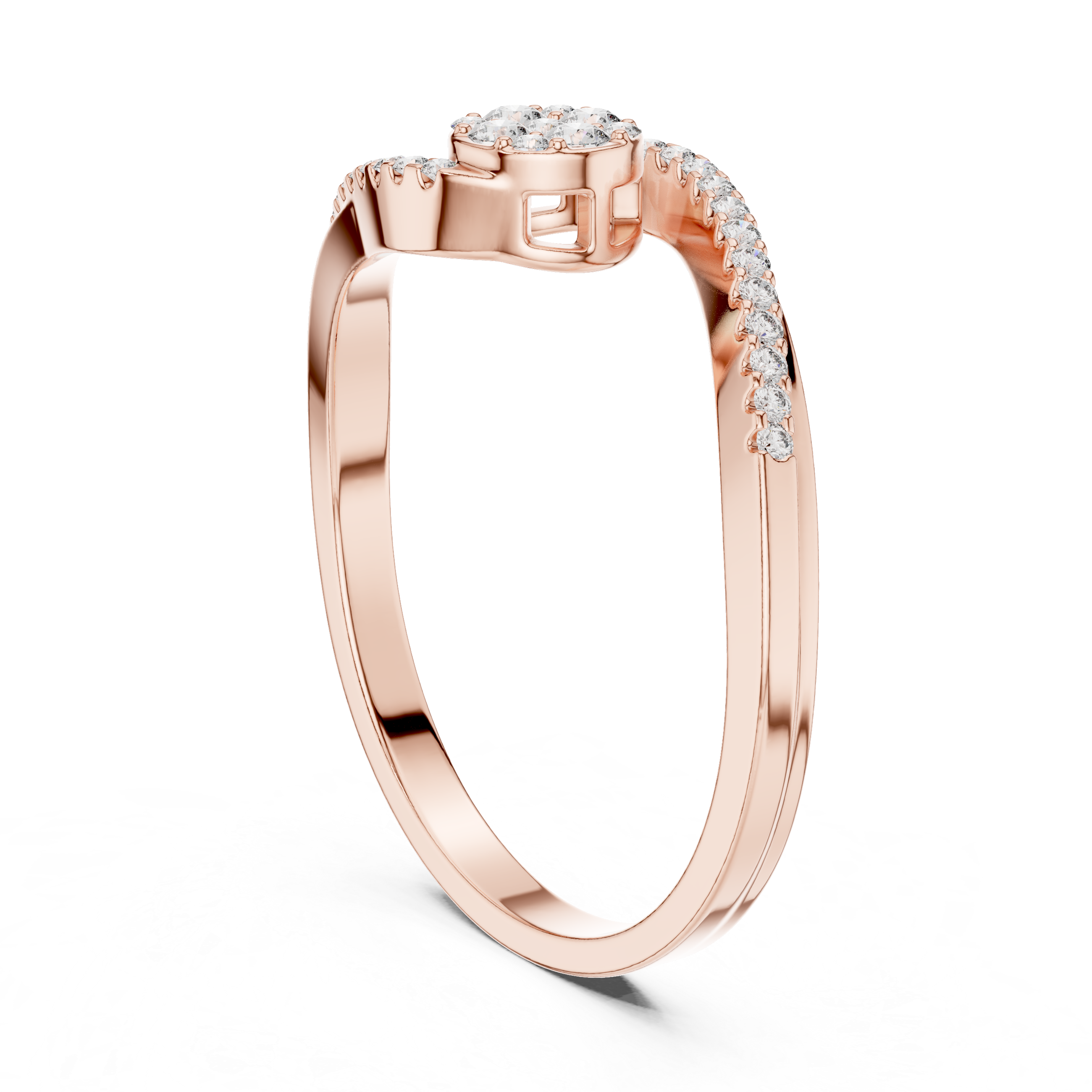 Curved Pavé Diamond Ring