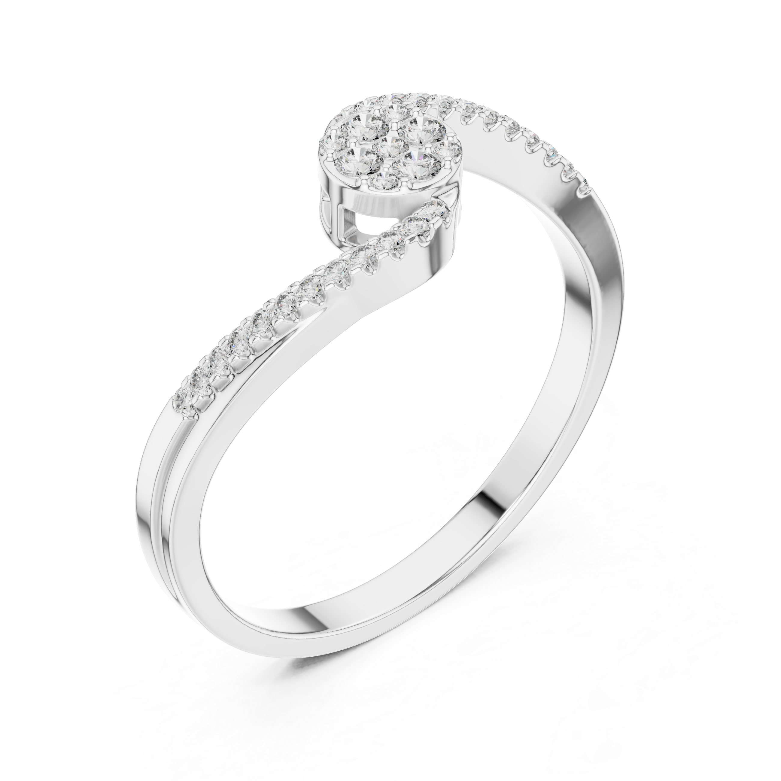 Curved Pavé Diamond Ring