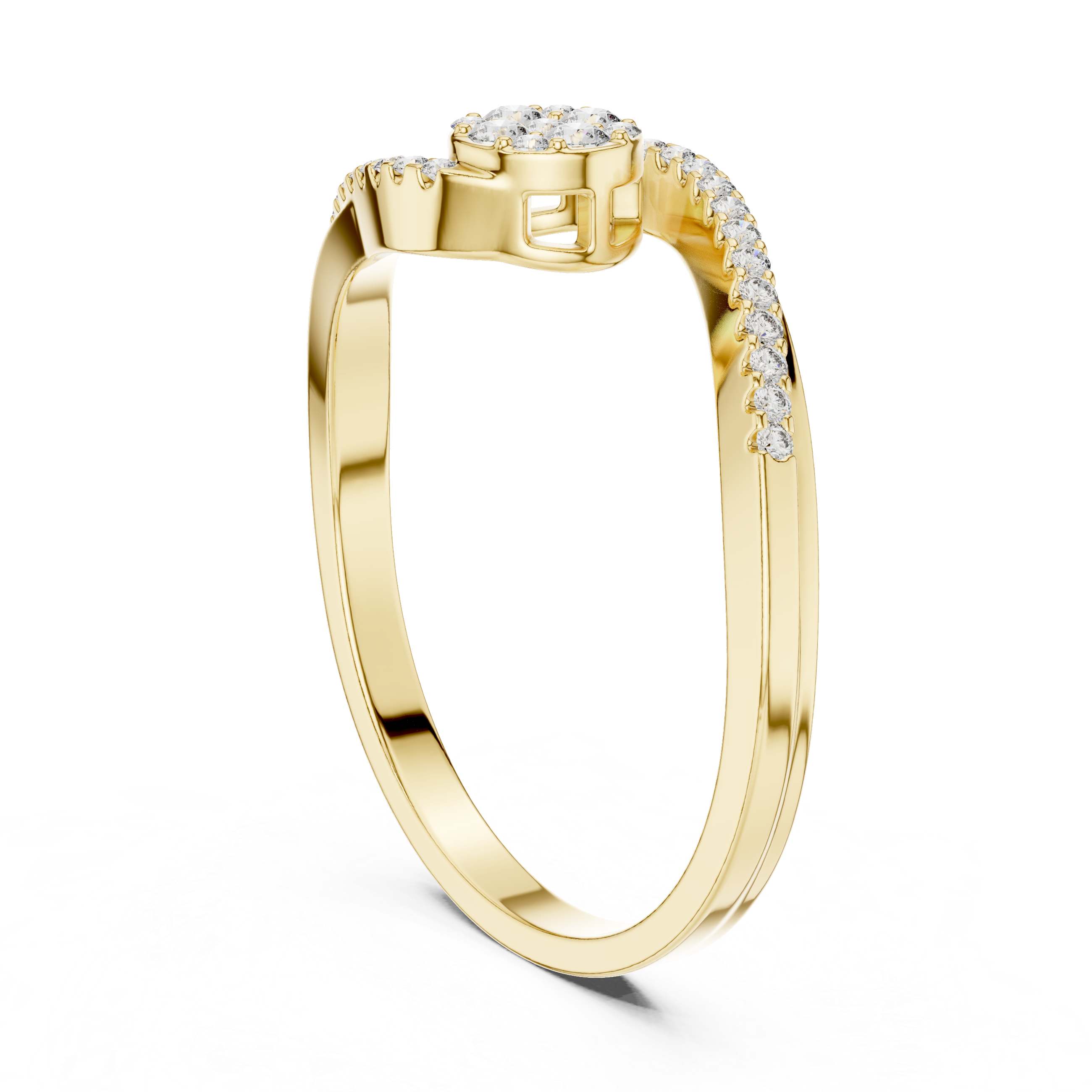Curved Pavé Diamond Ring