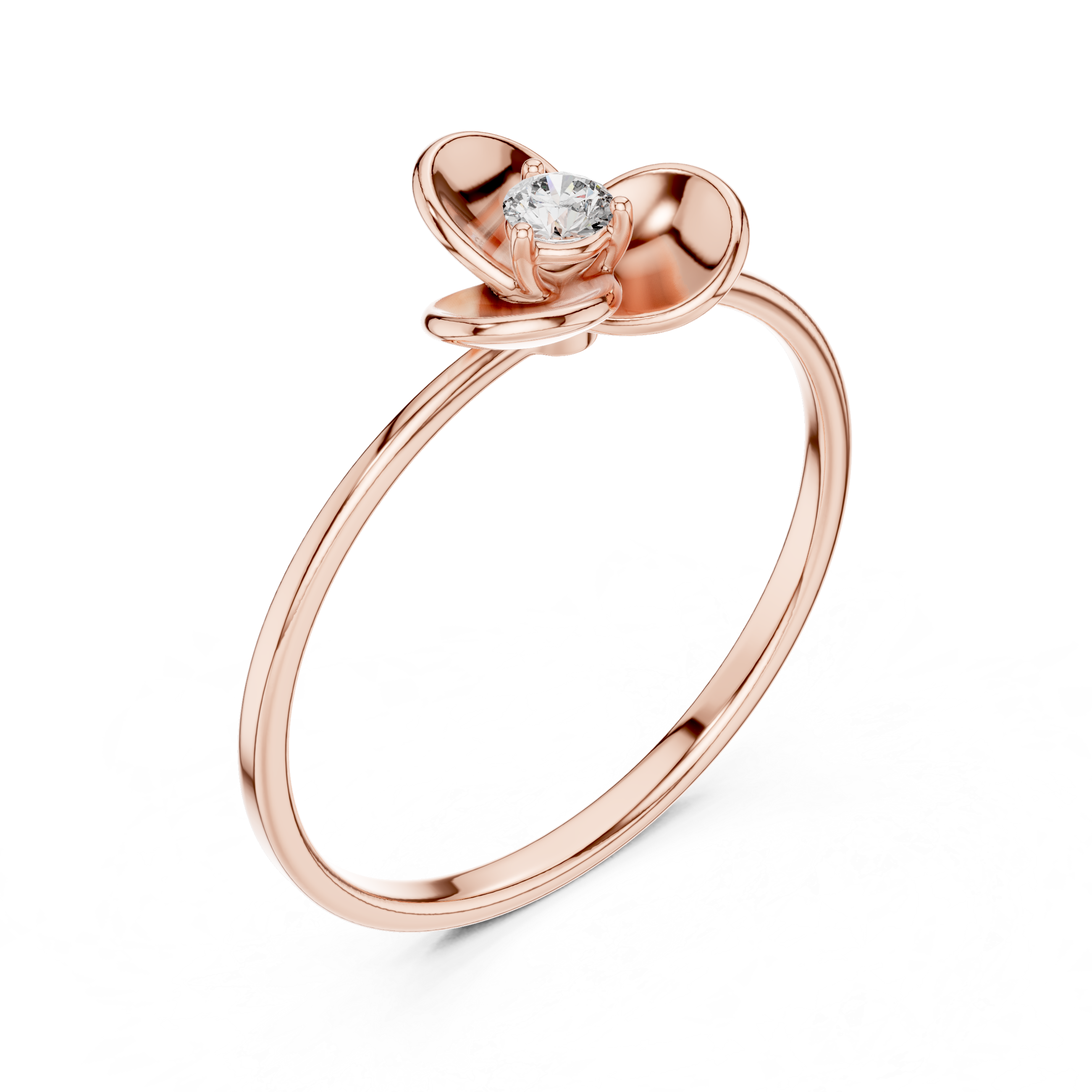 Minimal Flower Diamond Ring