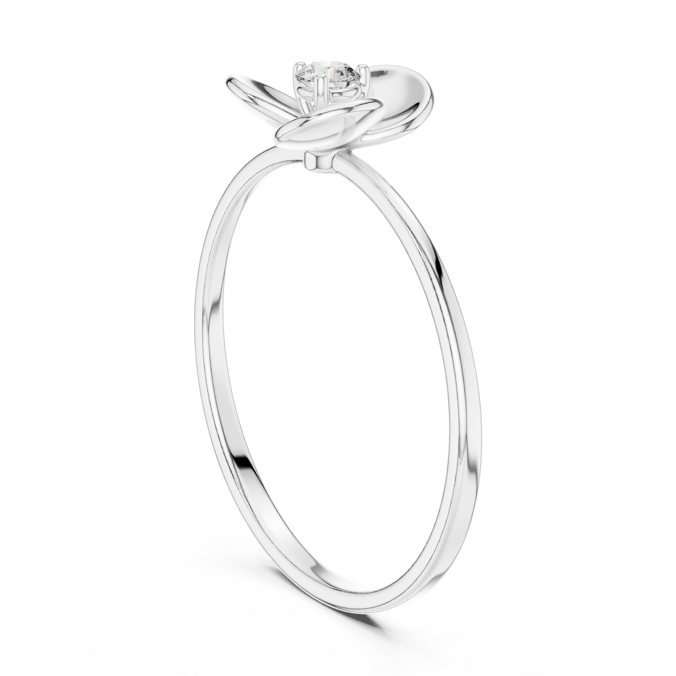 Minimal Flower Diamond Ring