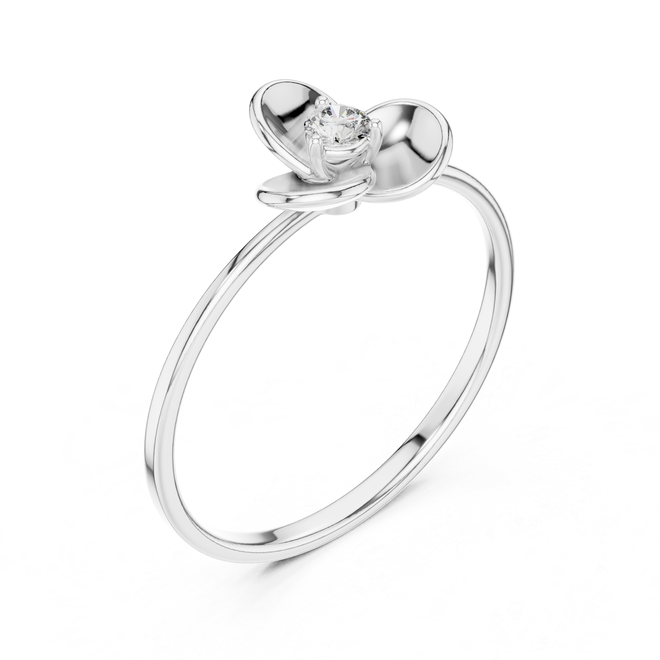 Minimal Flower Diamond Ring
