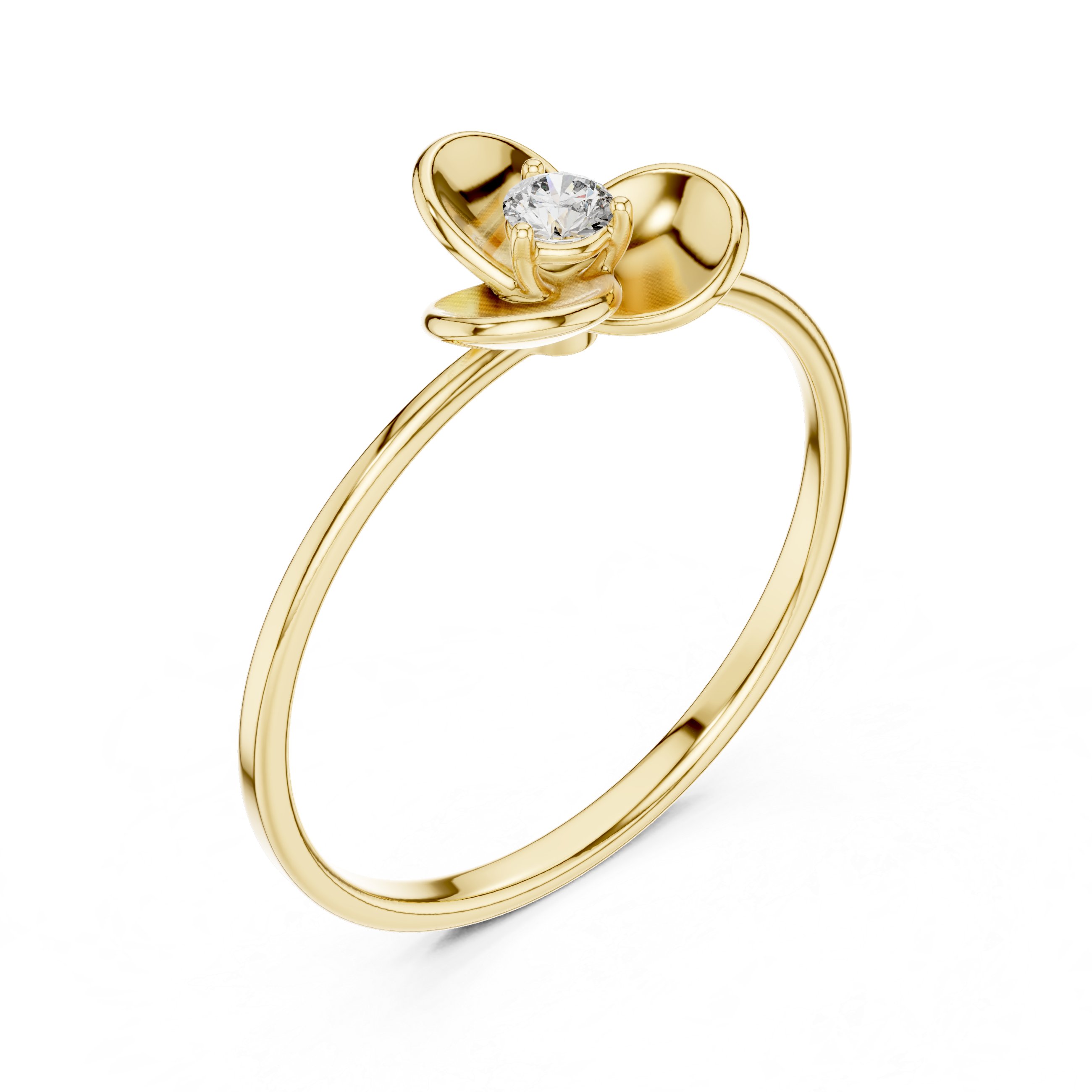 Minimal Flower Diamond Ring