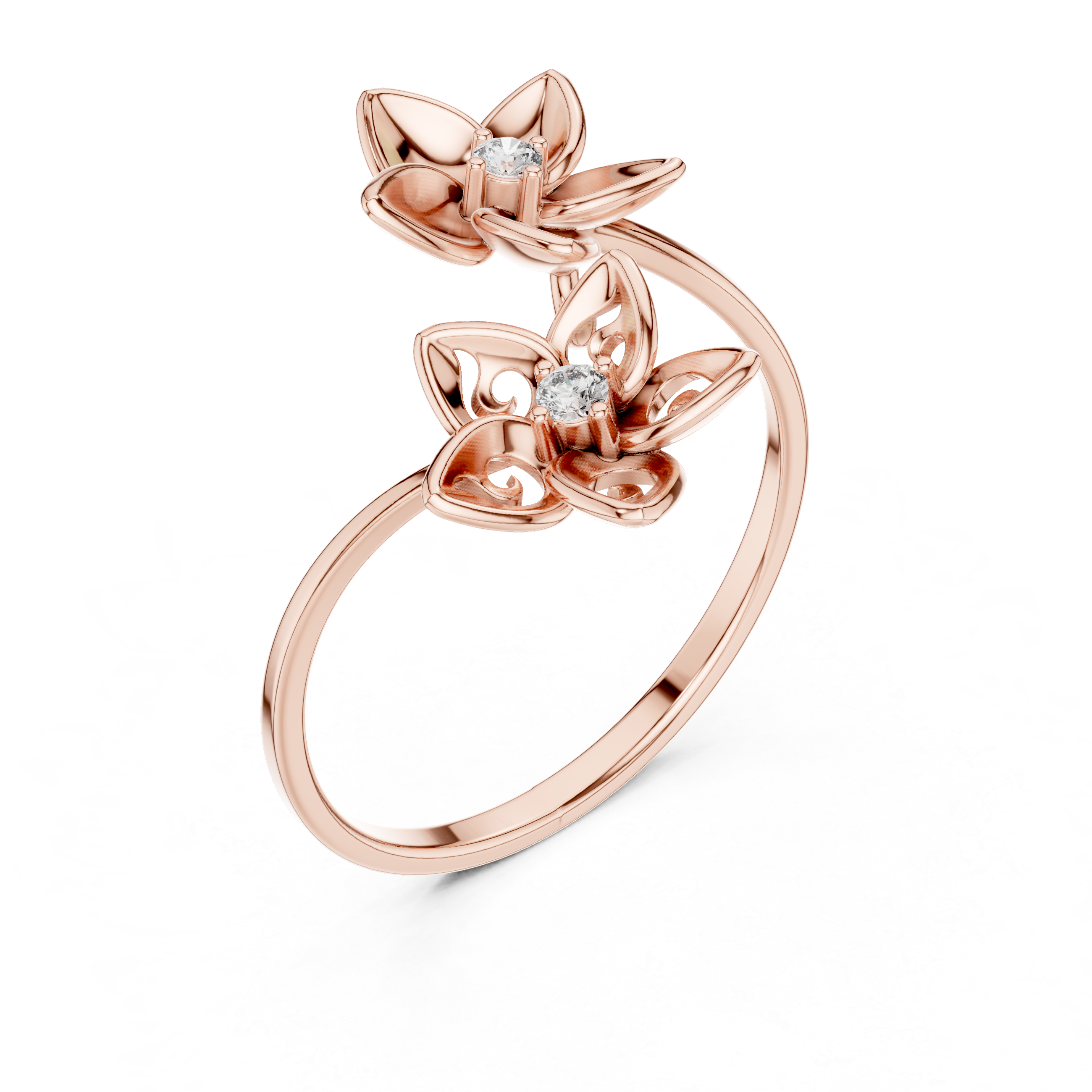 Double Floral Diamond Ring