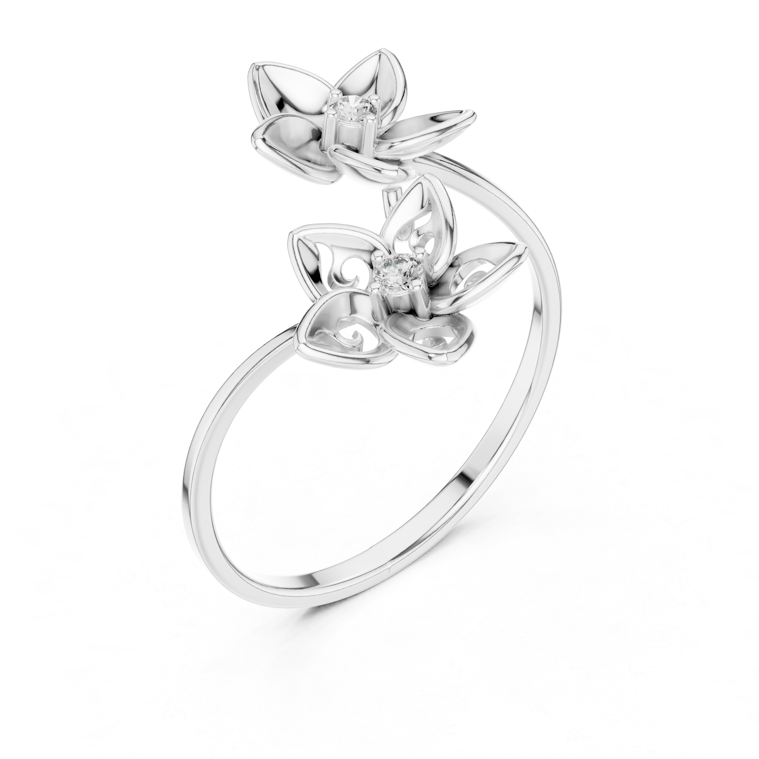 Double Floral Diamond Ring