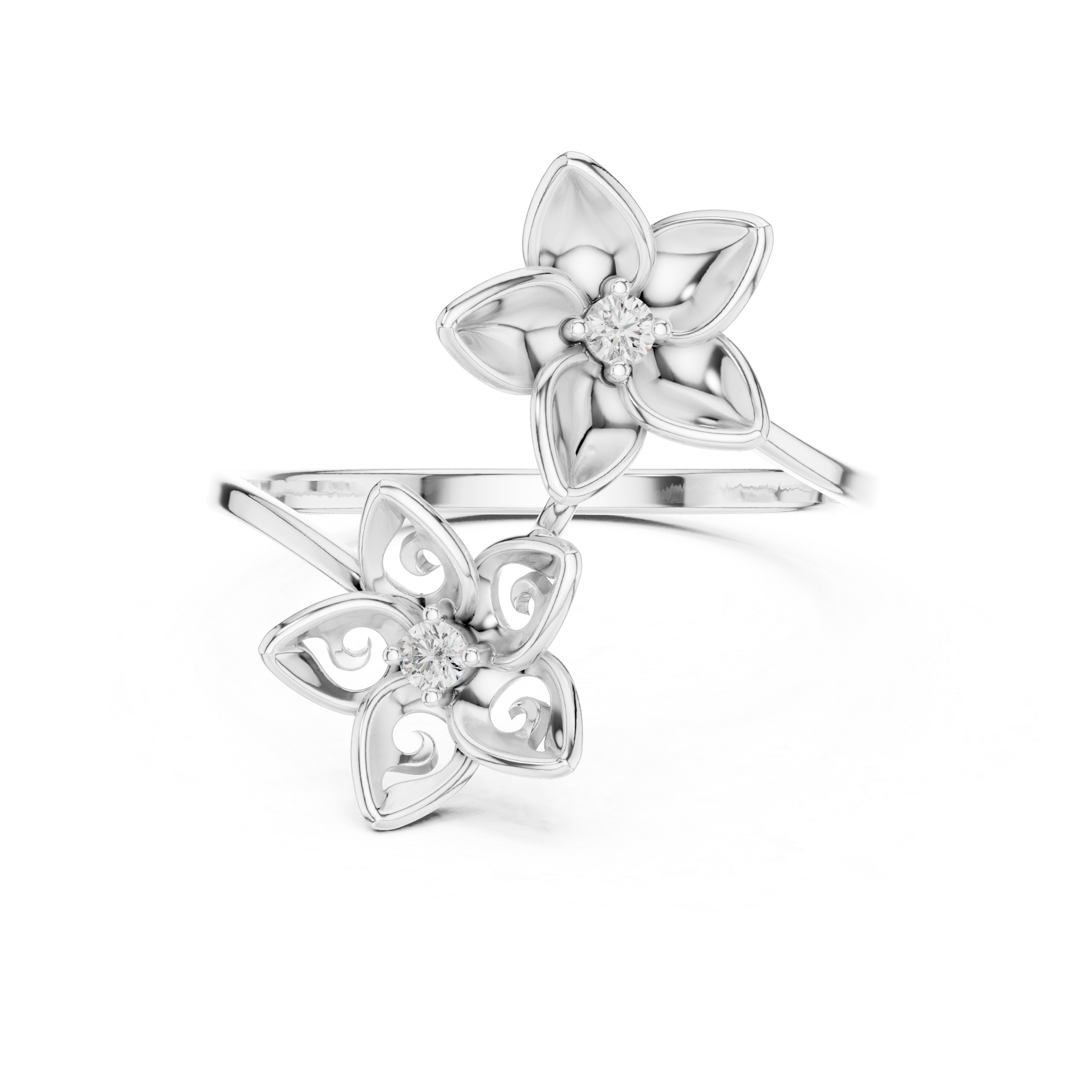 Double Floral Diamond Ring