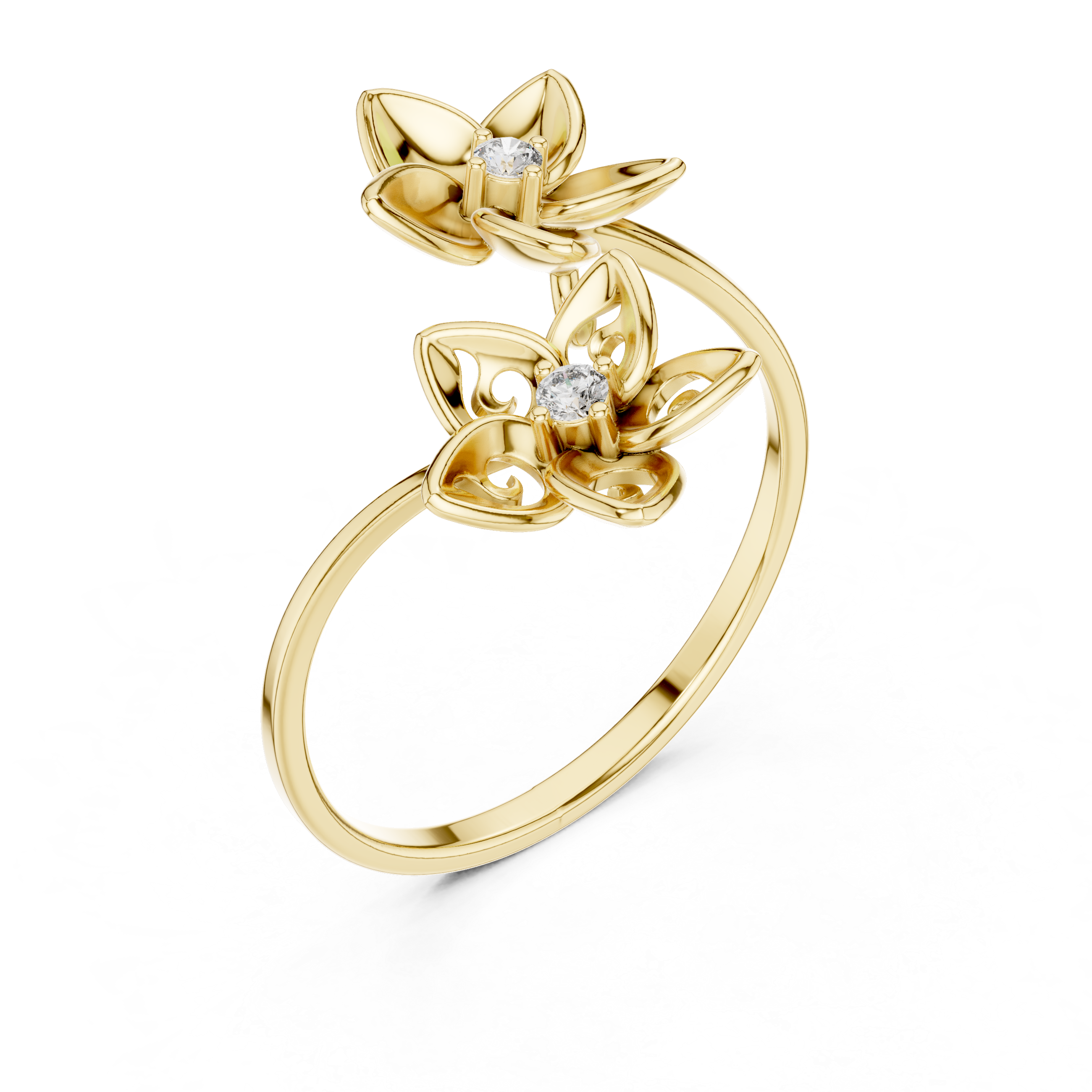 Double Floral Diamond Ring