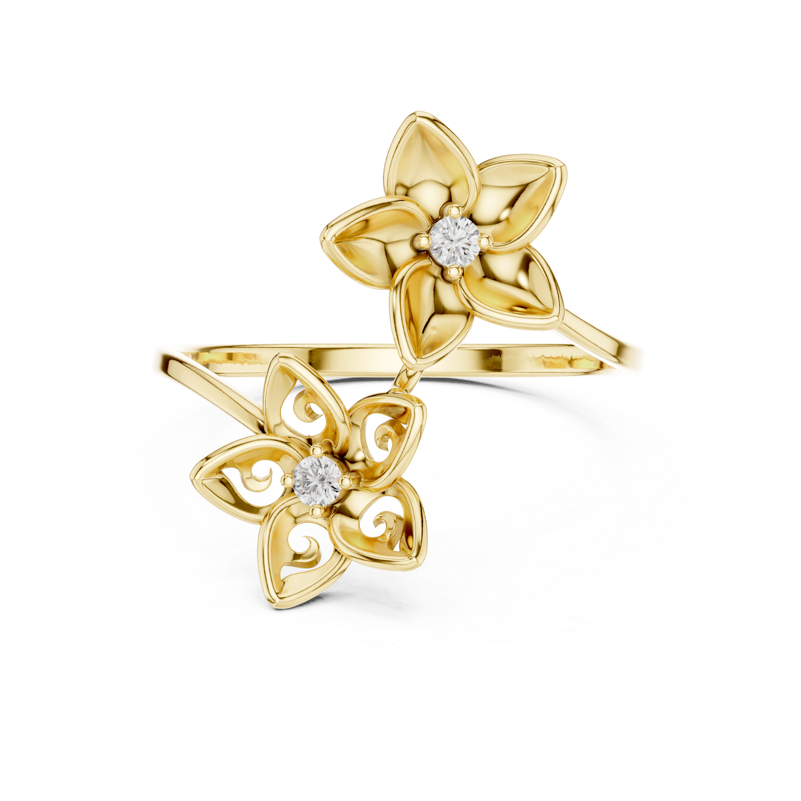Double Floral Diamond Ring