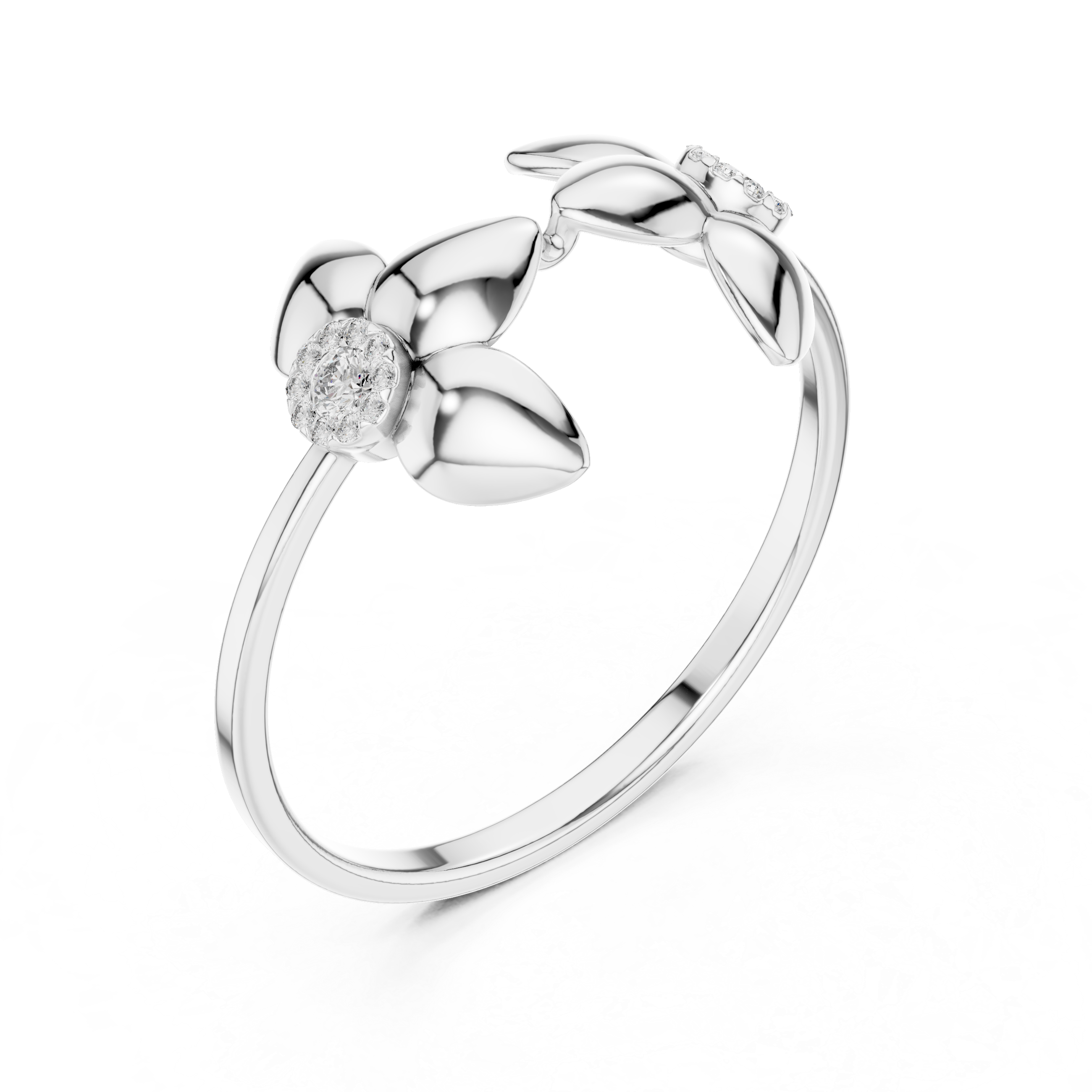 Floral Diamond Accent Ring