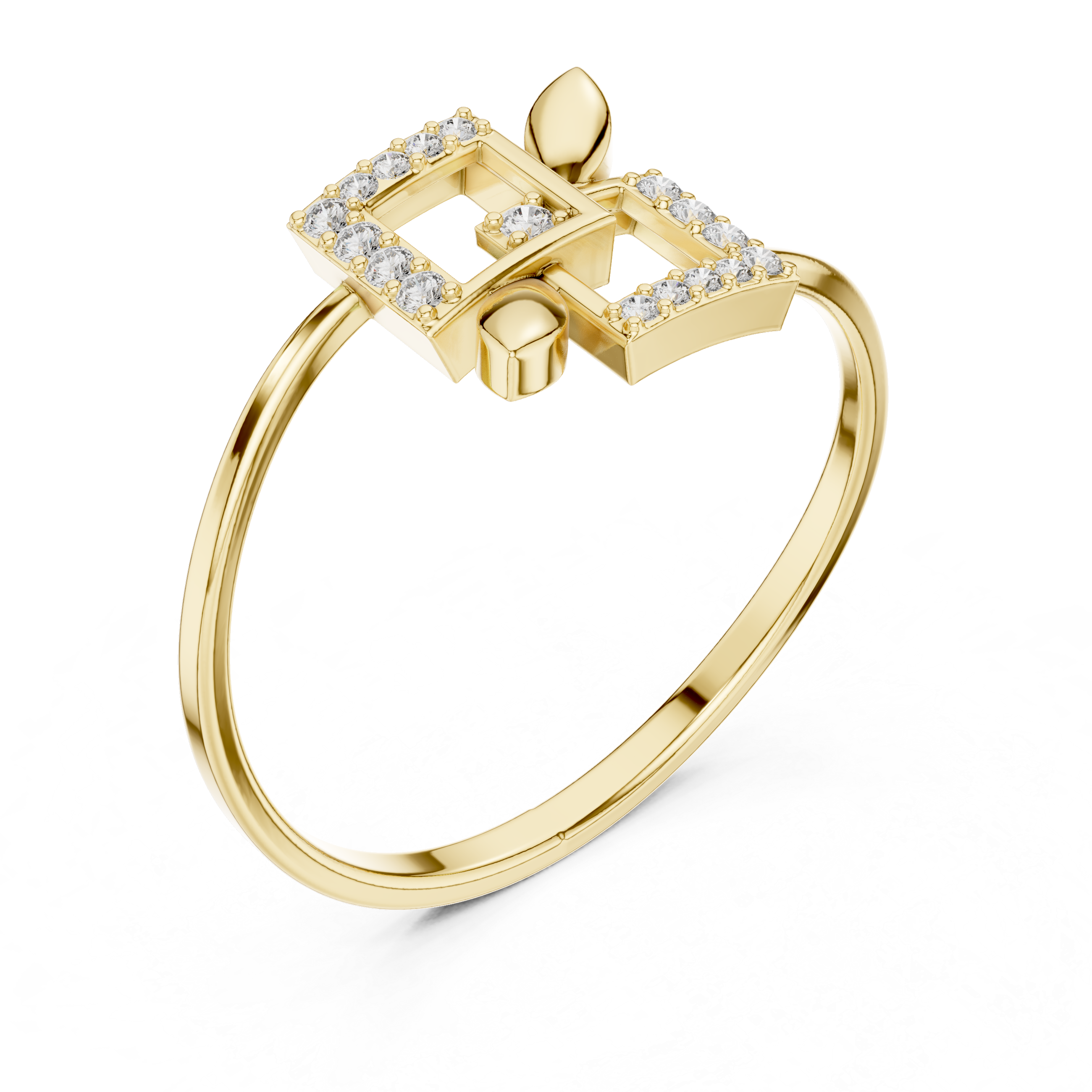 Geometric Diamond Square Ring