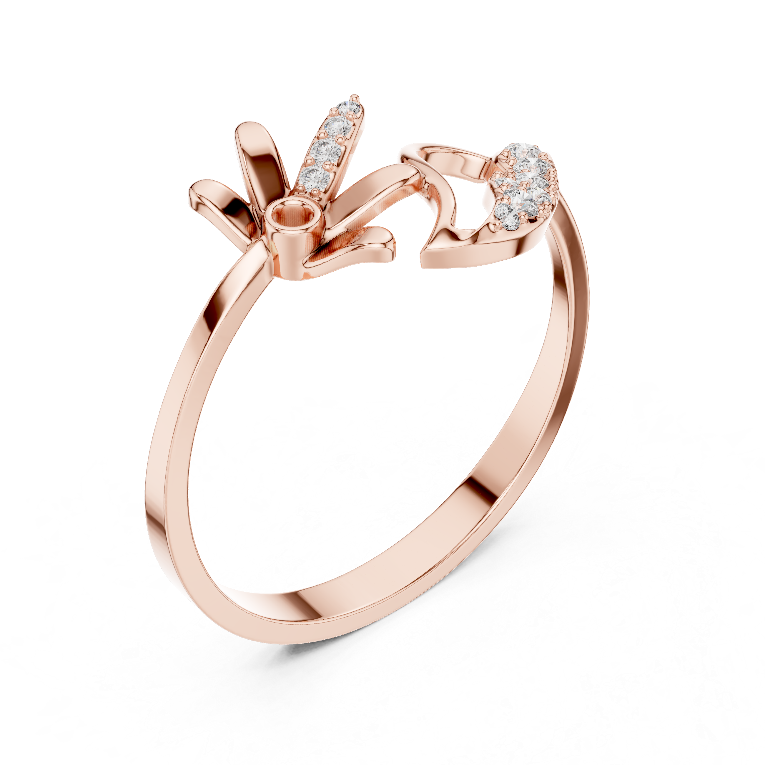 Floral Heart Open Ring