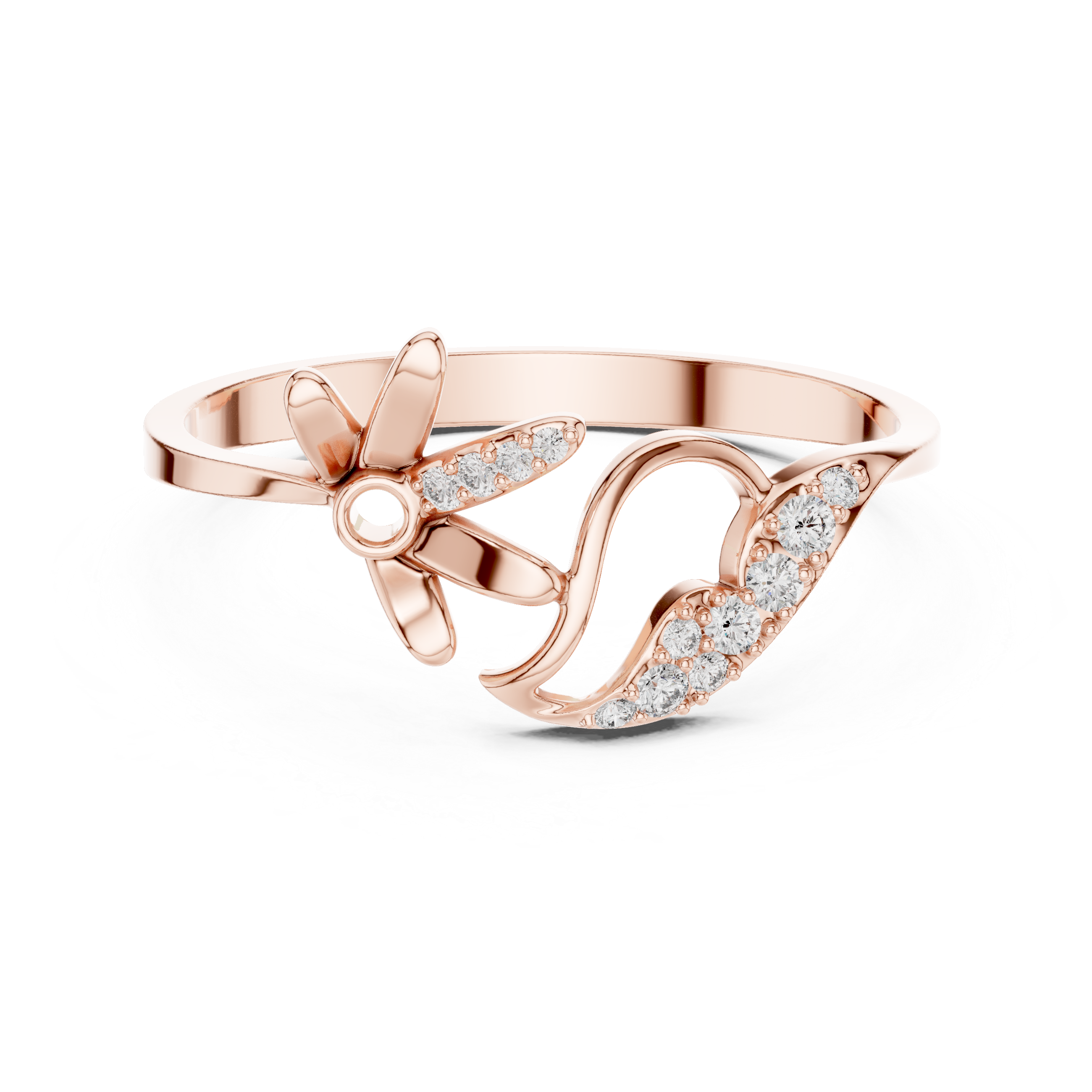 Floral Heart Open Ring