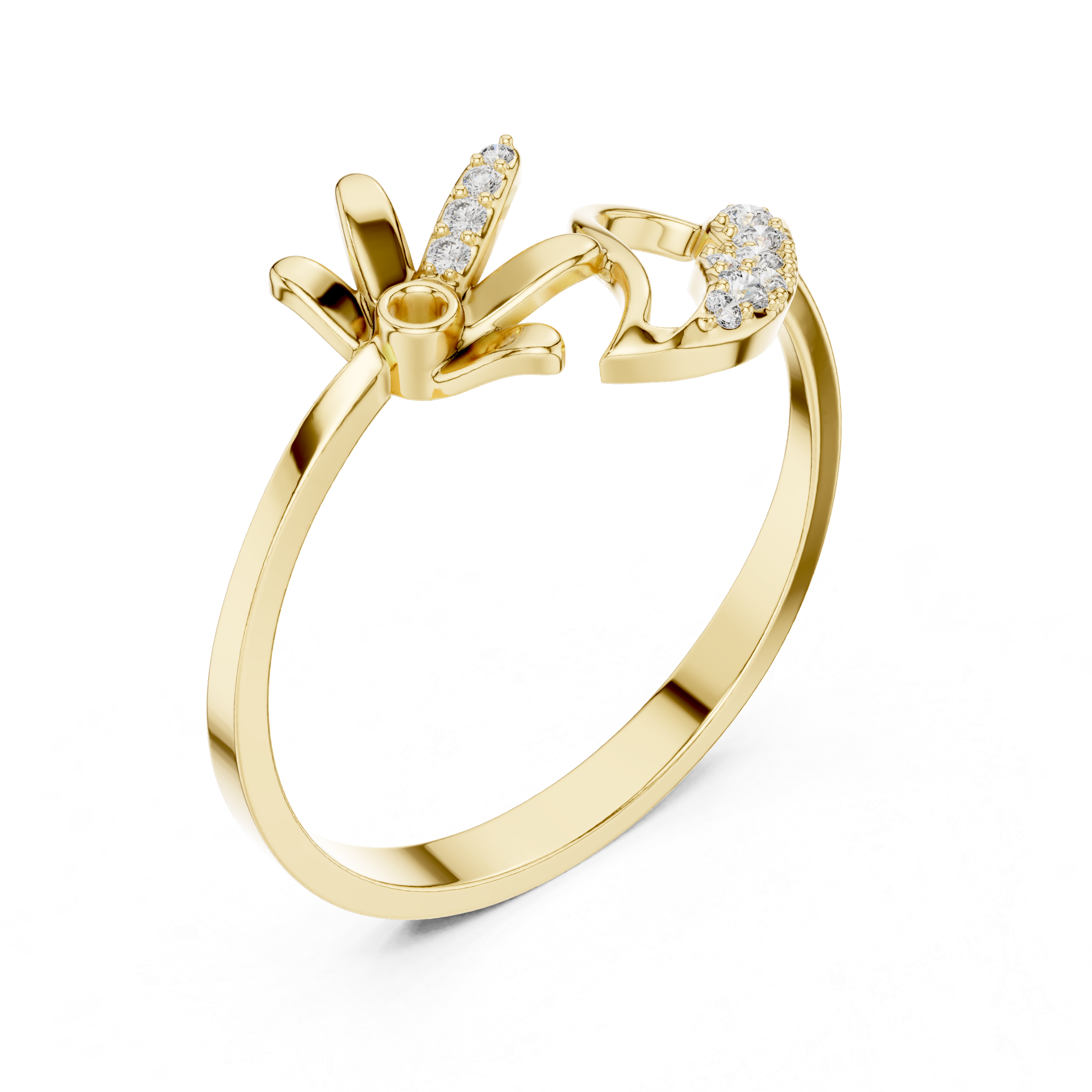 Floral Heart Open Ring