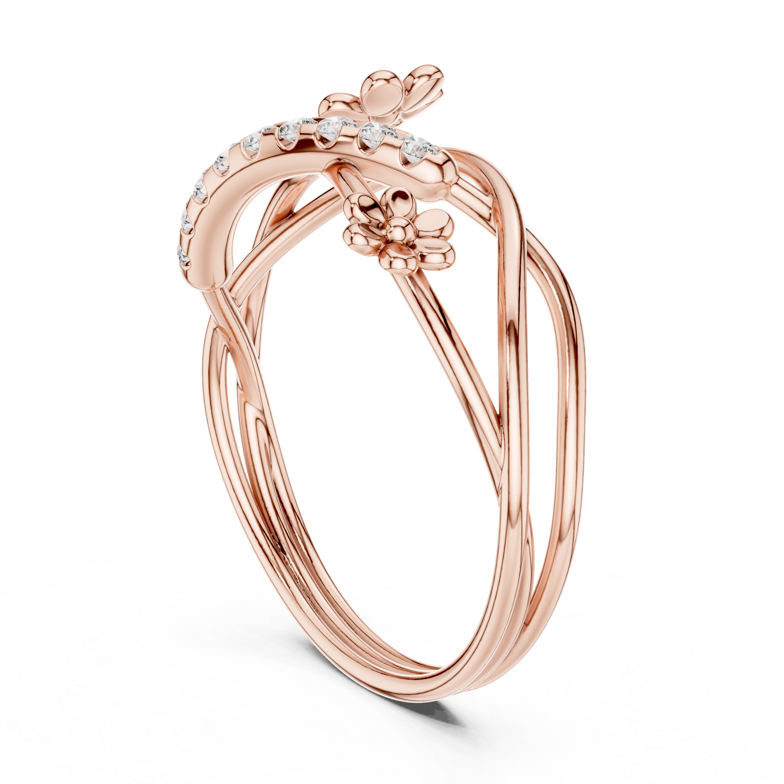 Floral Twist Diamond Ring