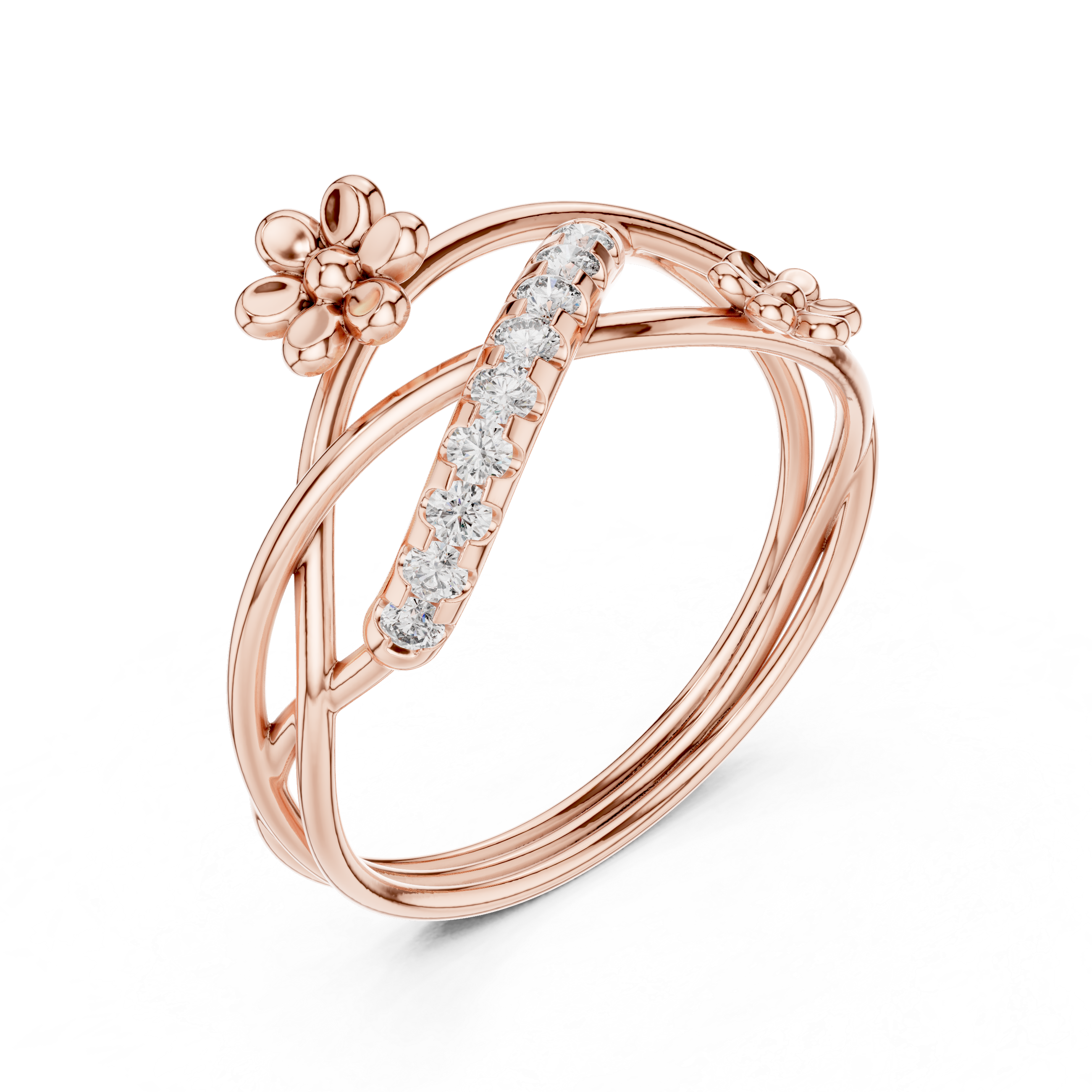 Floral Twist Diamond Ring