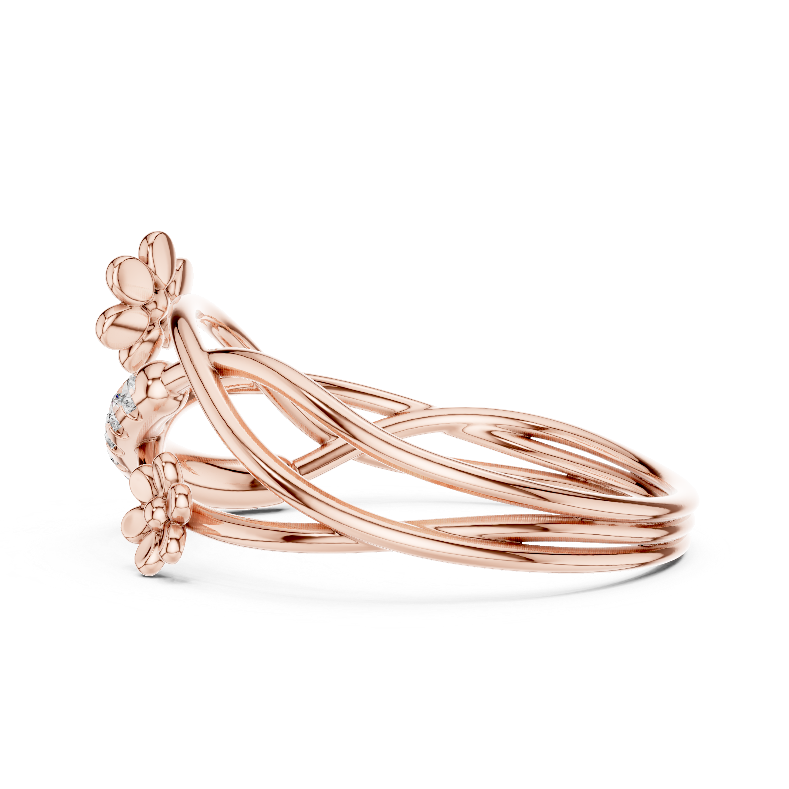 Floral Twist Diamond Ring
