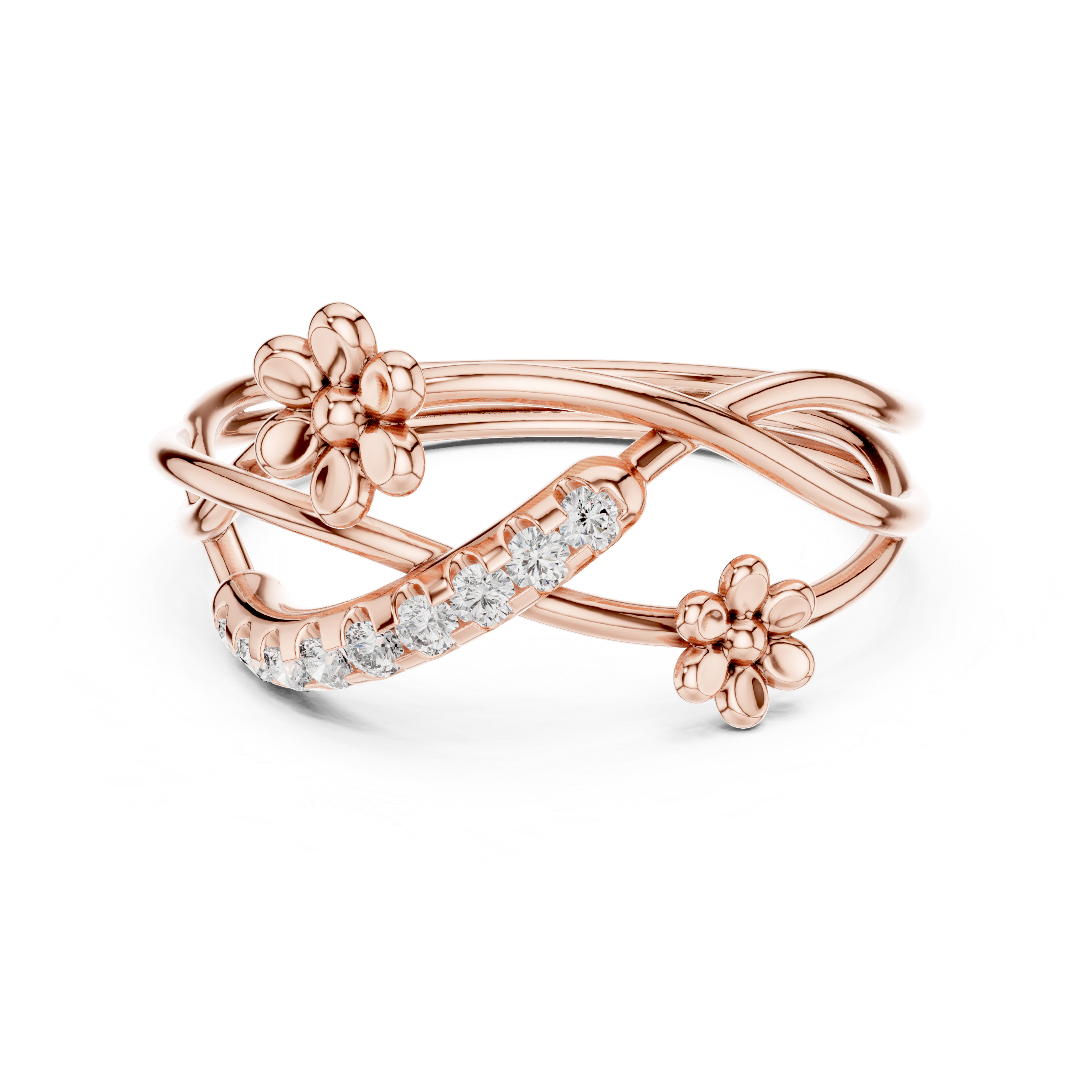 Floral Twist Diamond Ring