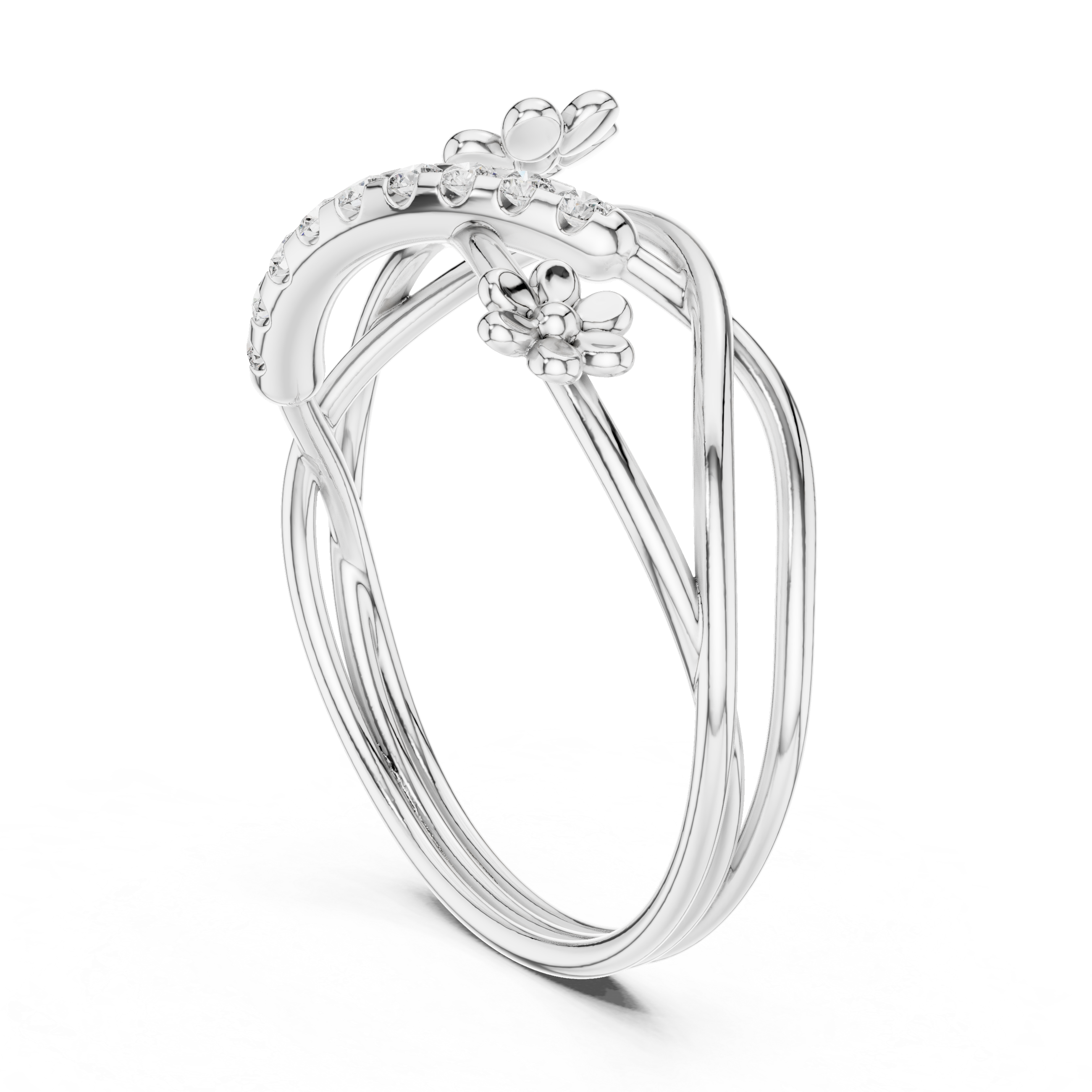 Floral Twist Diamond Ring