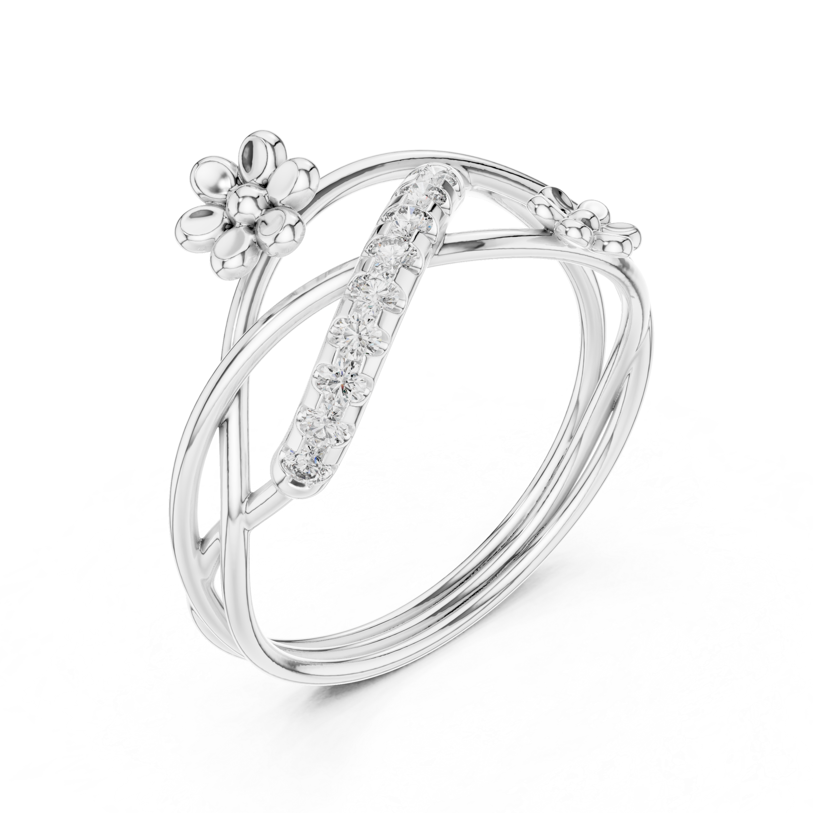 Floral Twist Diamond Ring
