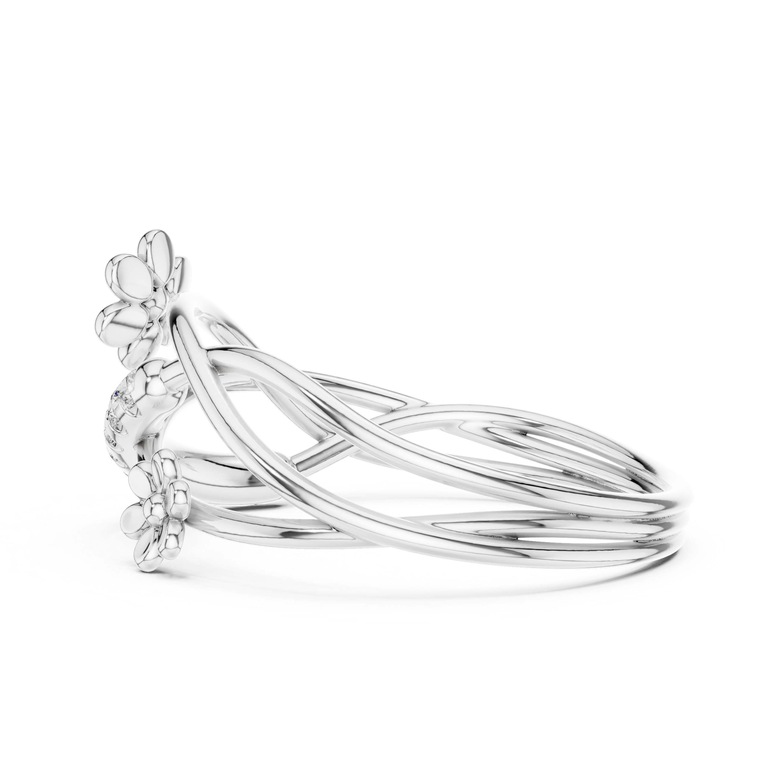Floral Twist Diamond Ring