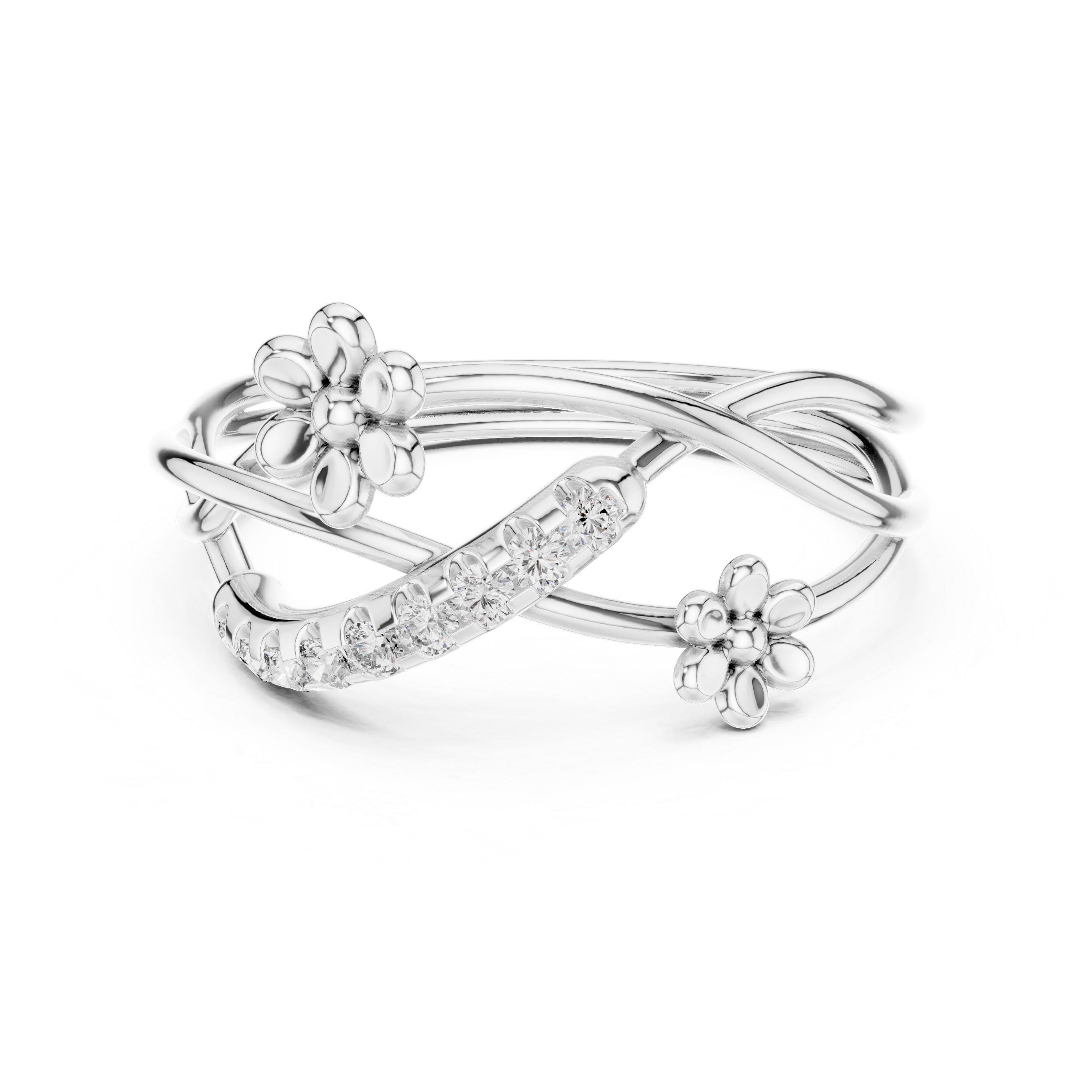 Floral Twist Diamond Ring