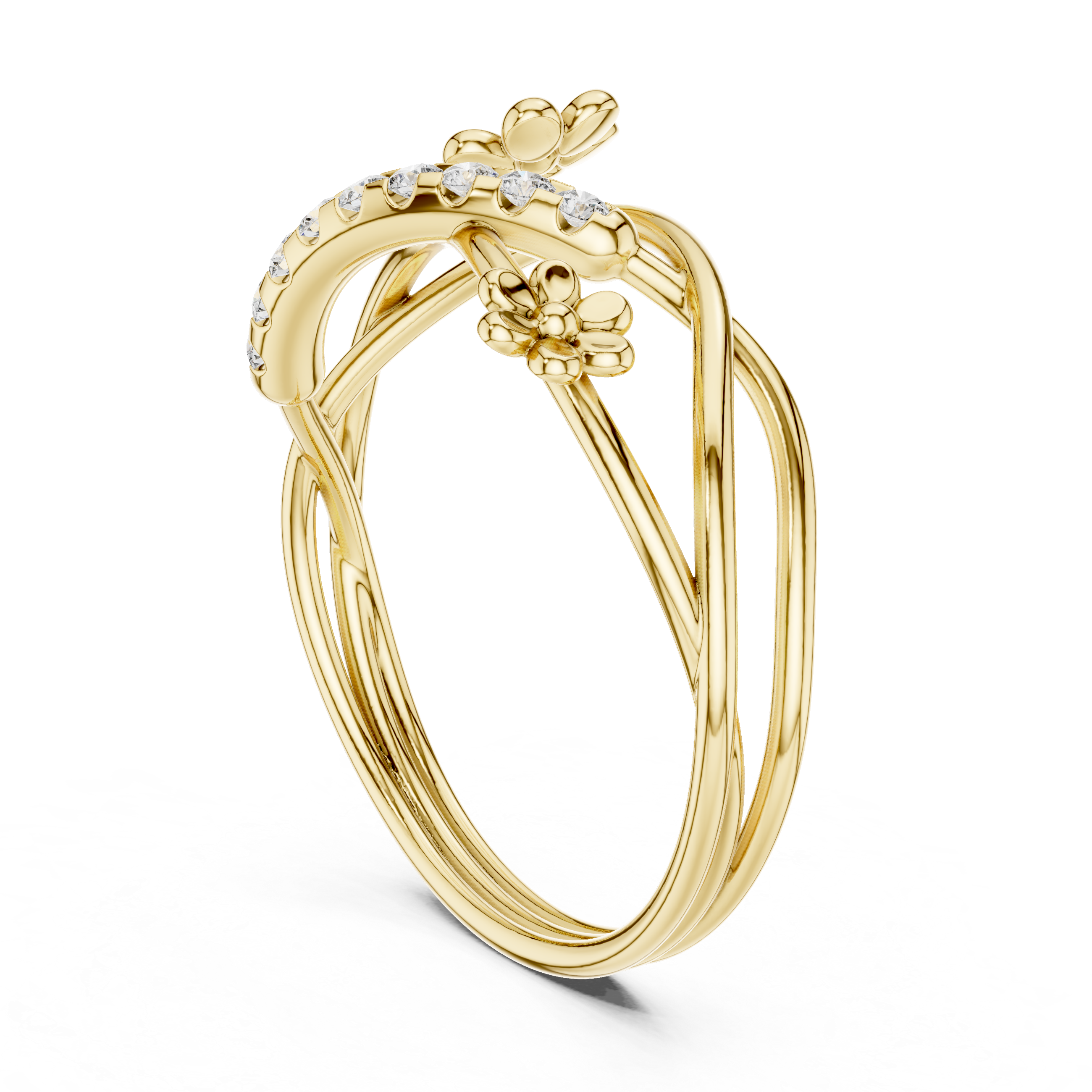 Floral Twist Diamond Ring