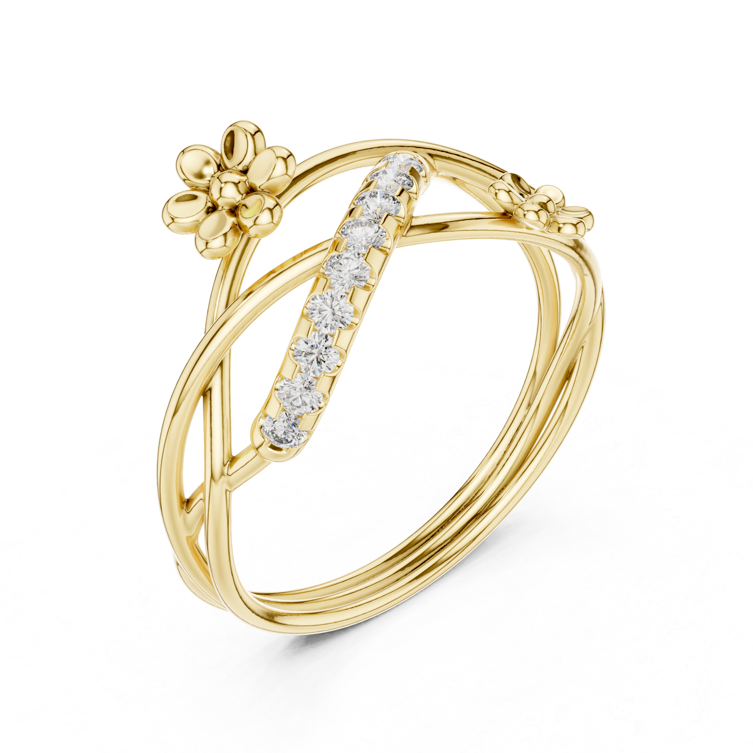 Floral Twist Diamond Ring