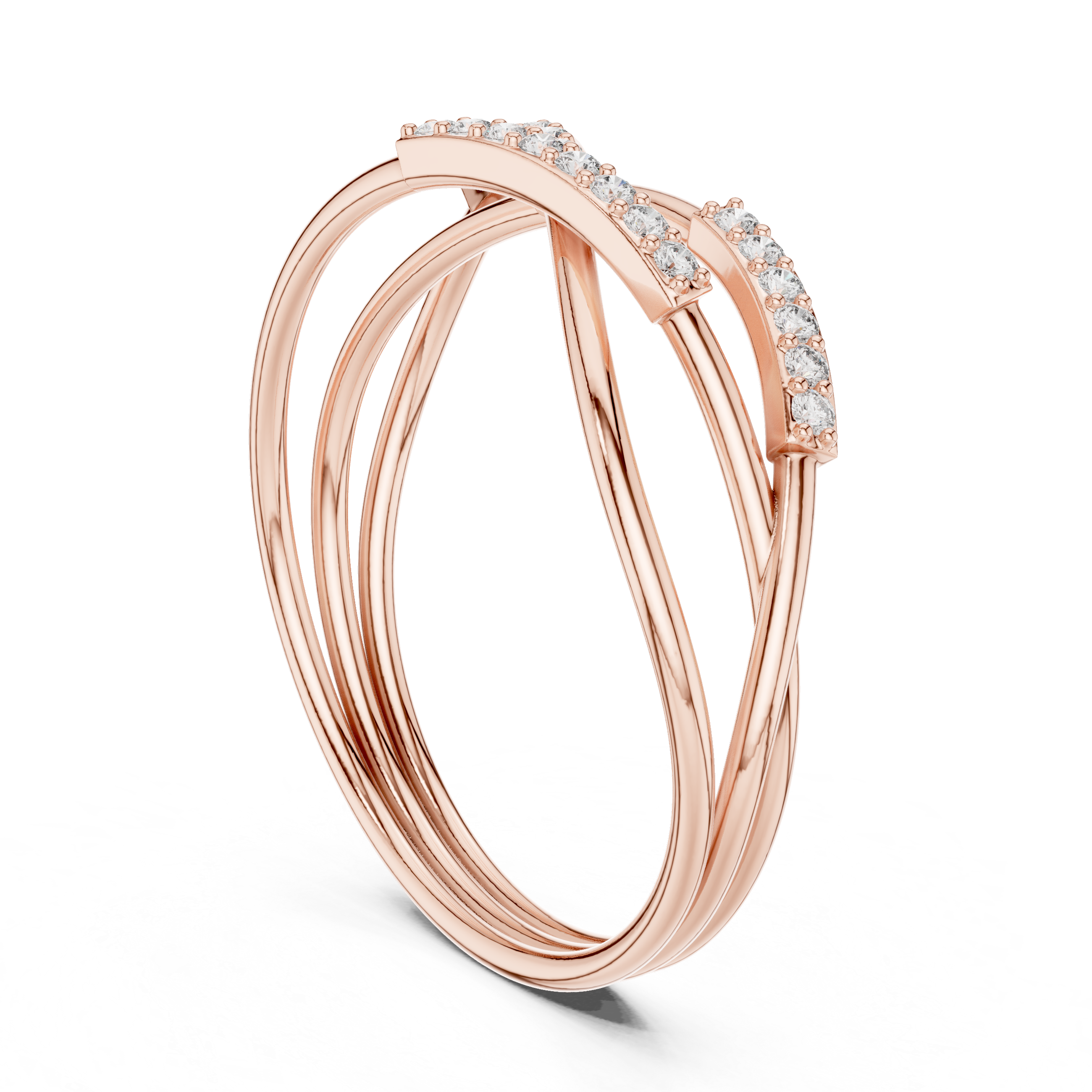 Diamond Cross Twist Ring