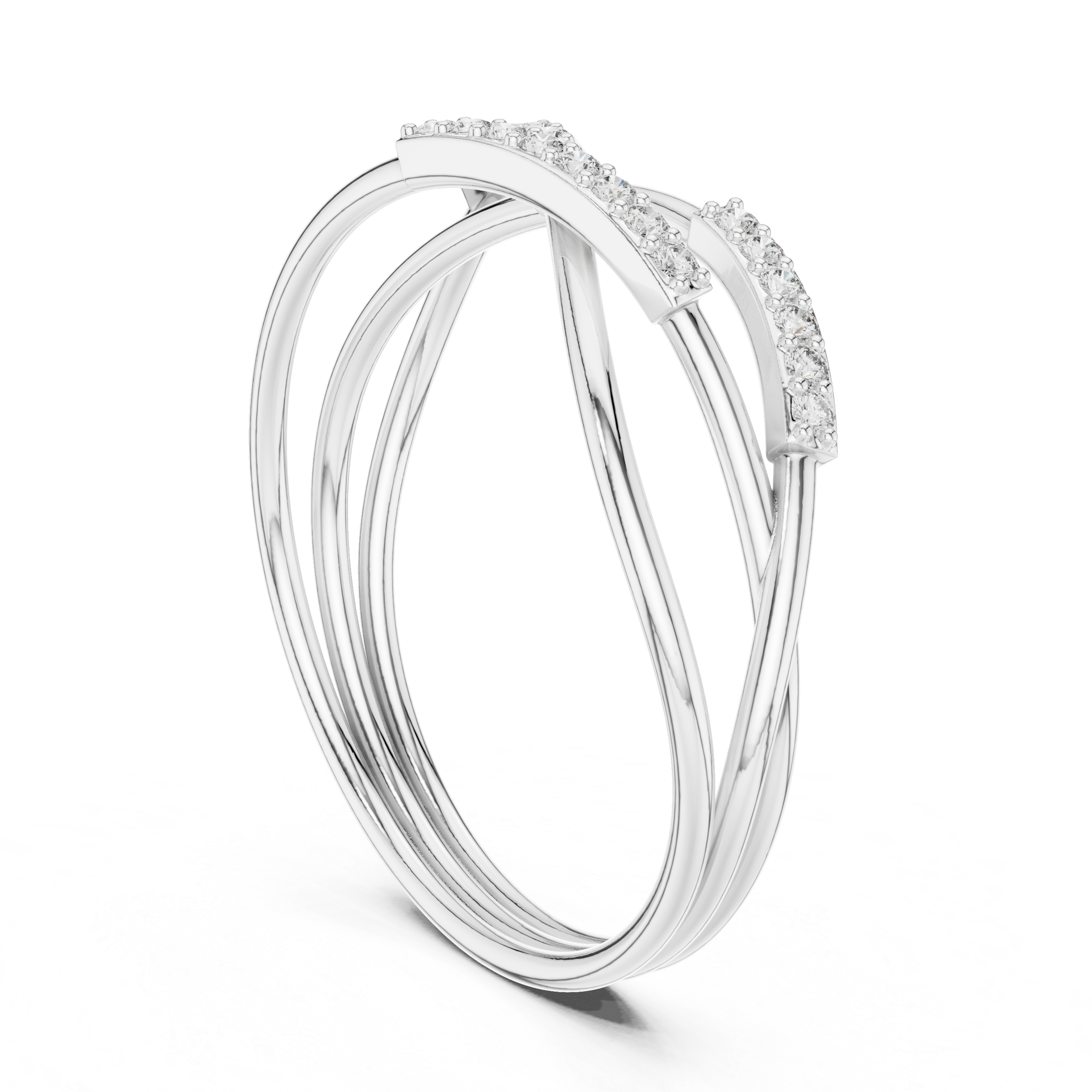 Diamond Cross Twist Ring