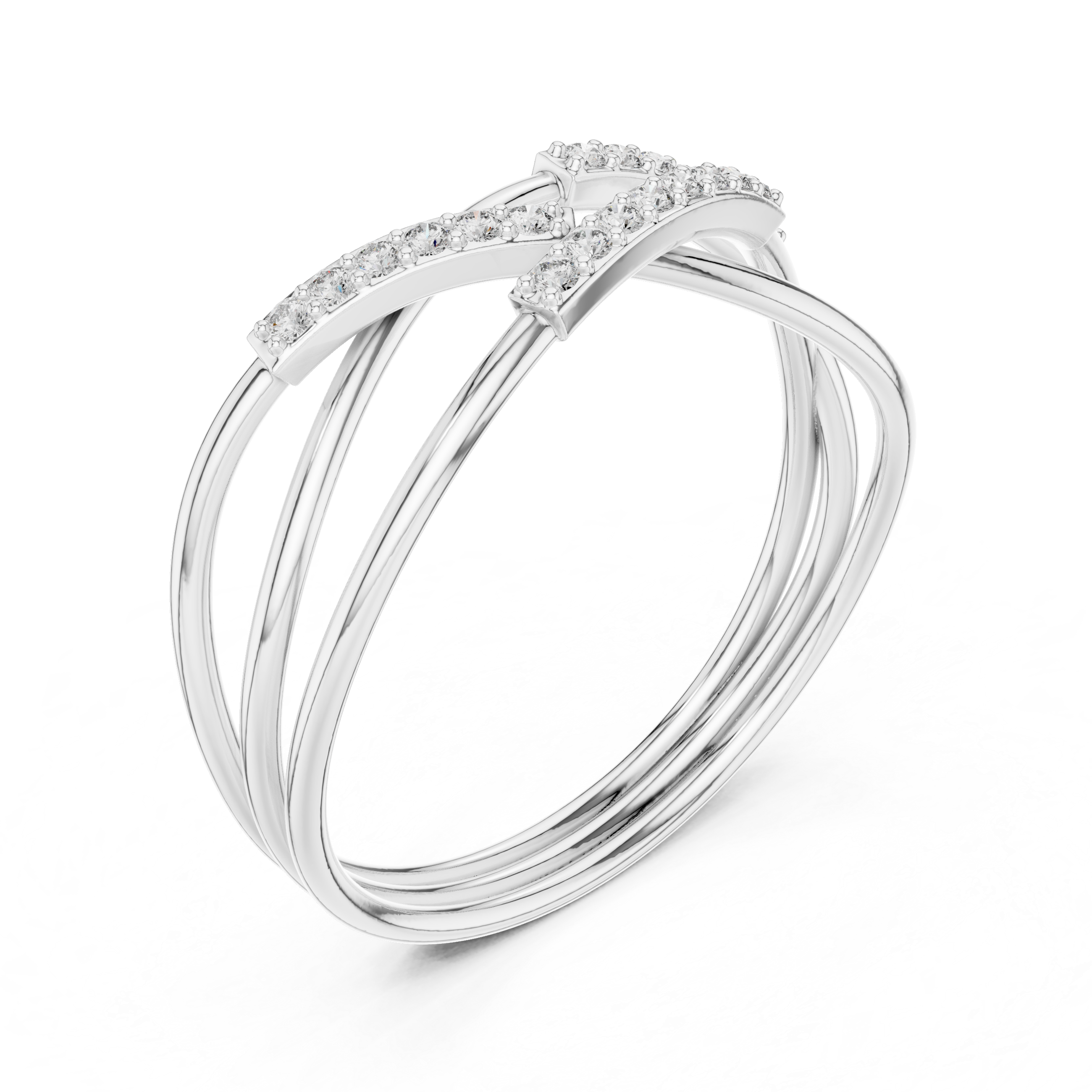 Diamond Cross Twist Ring