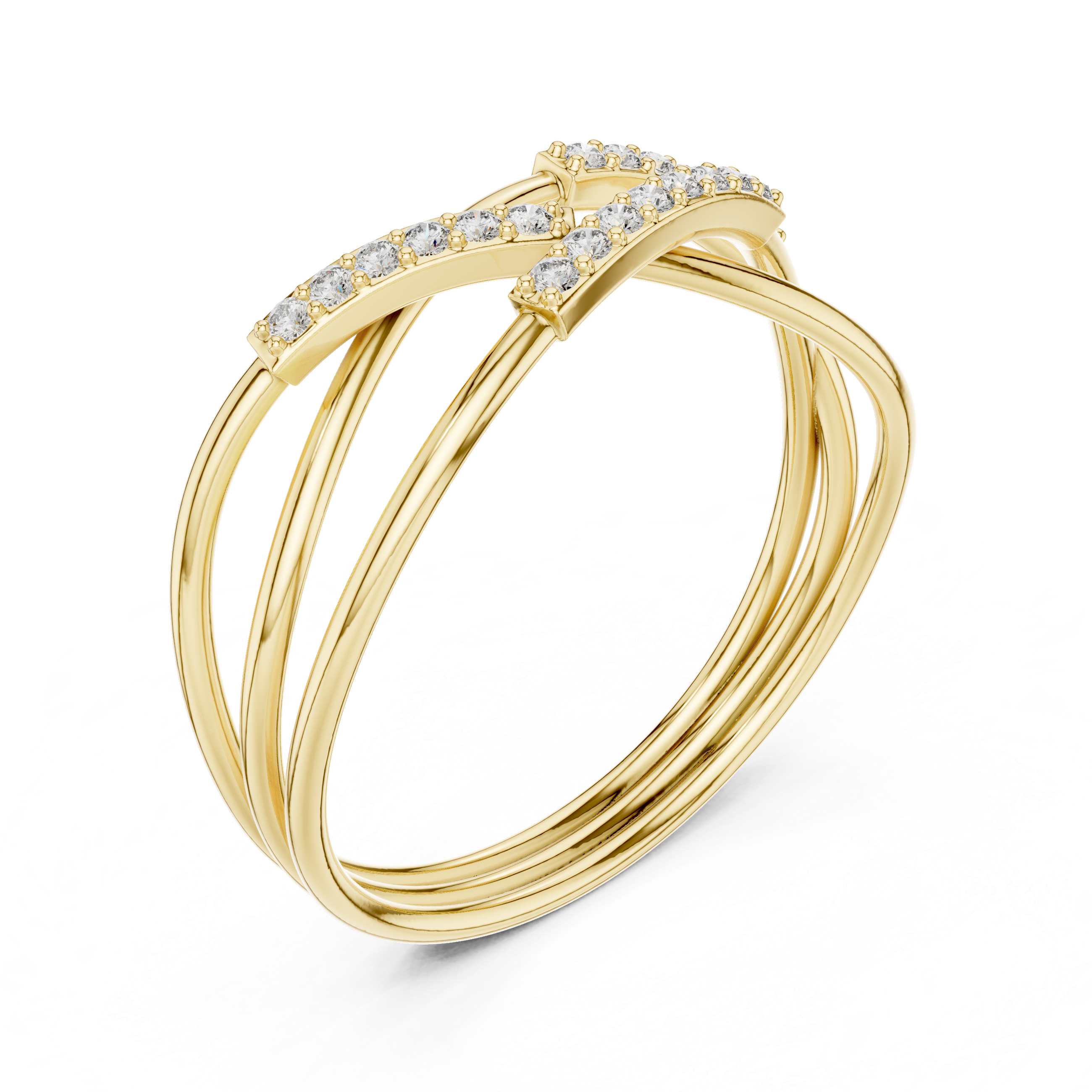 Diamond Cross Twist Ring