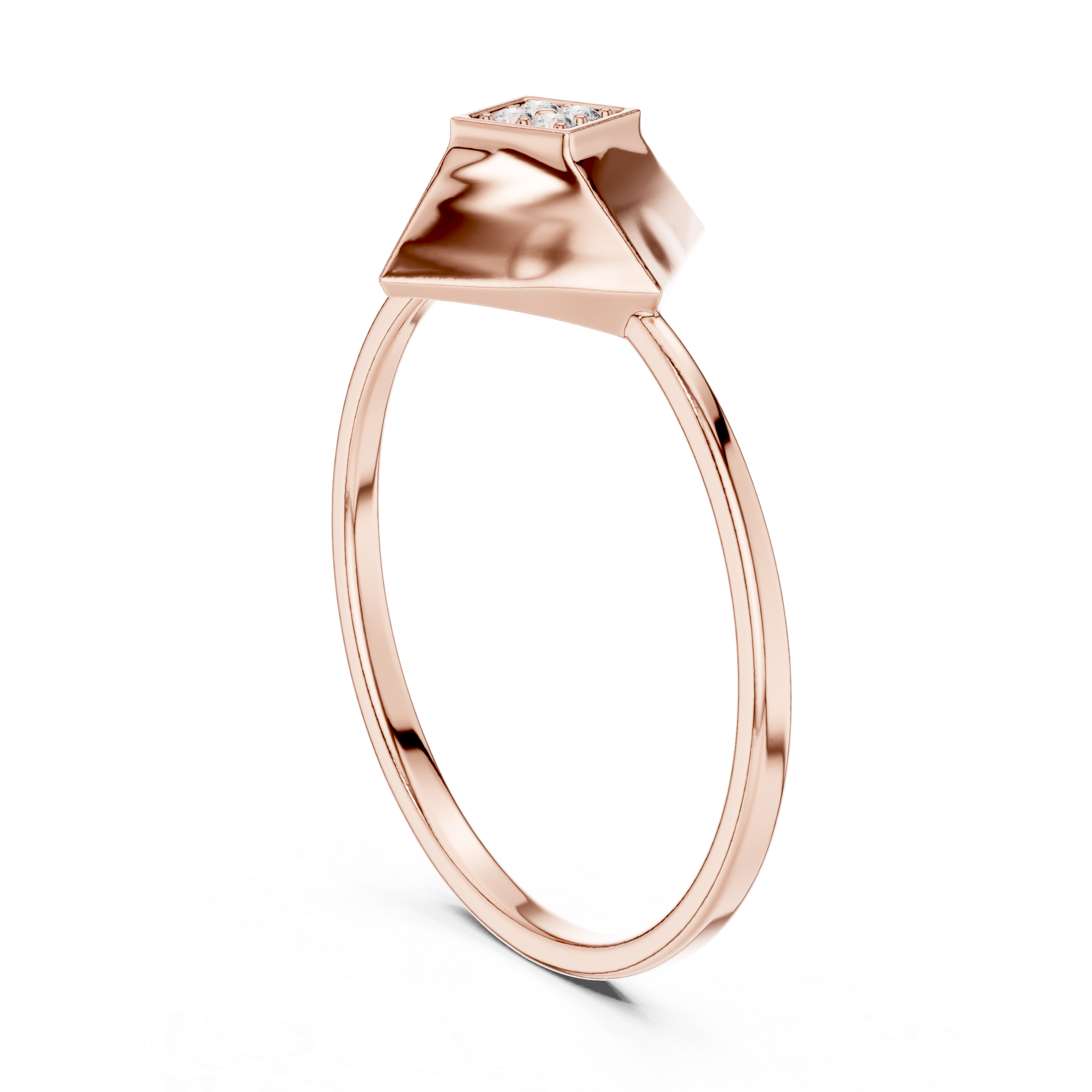 Diamond Pyramid Signet Ring