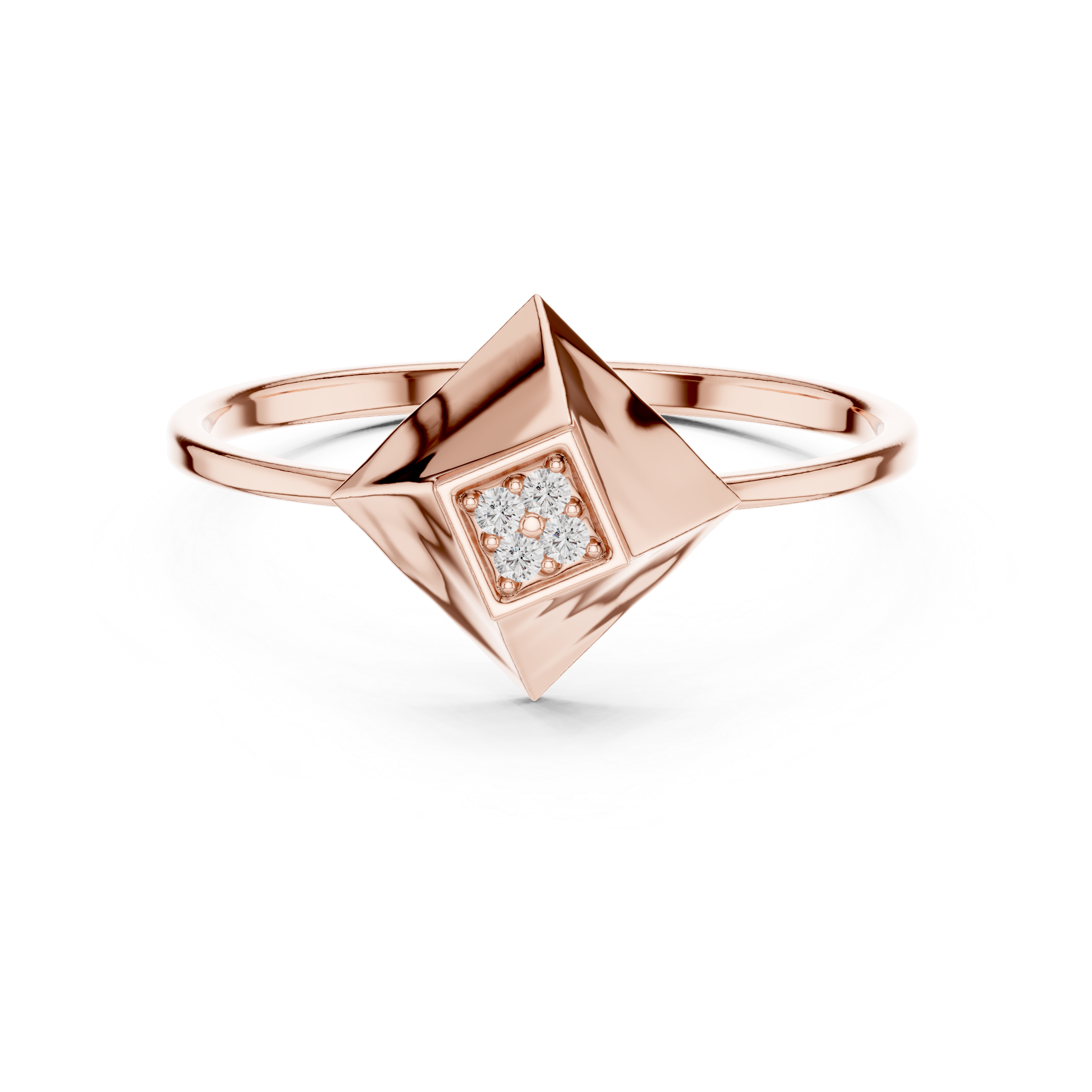 Diamond Pyramid Signet Ring