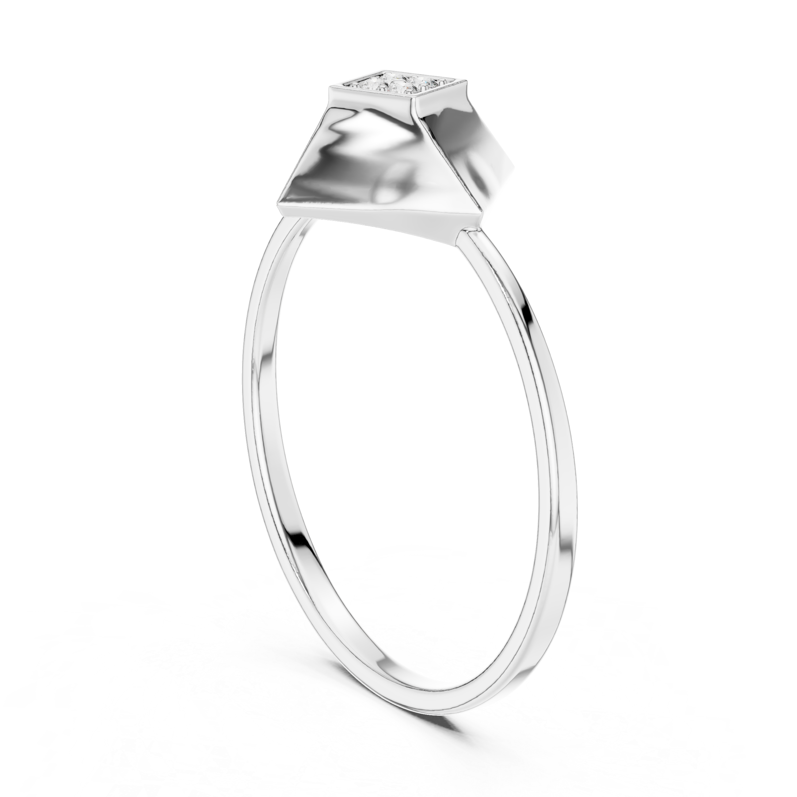 Diamond Pyramid Signet Ring