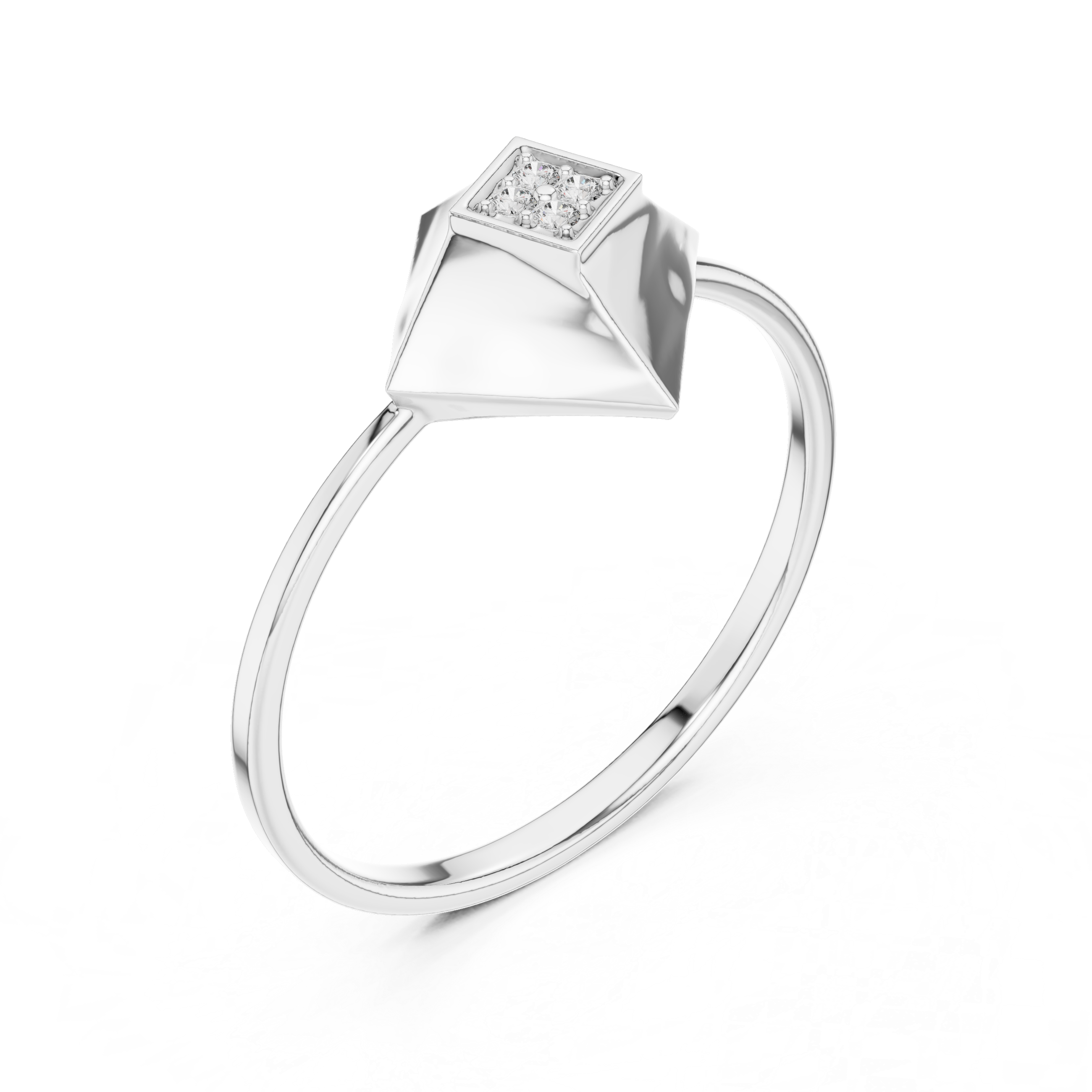 Diamond Pyramid Signet Ring