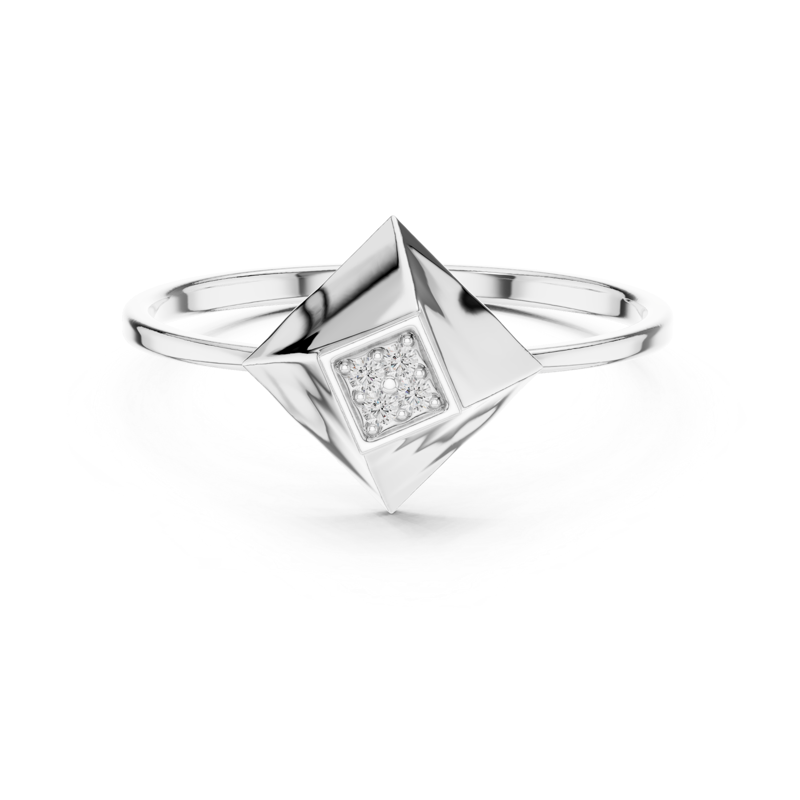 Diamond Pyramid Signet Ring