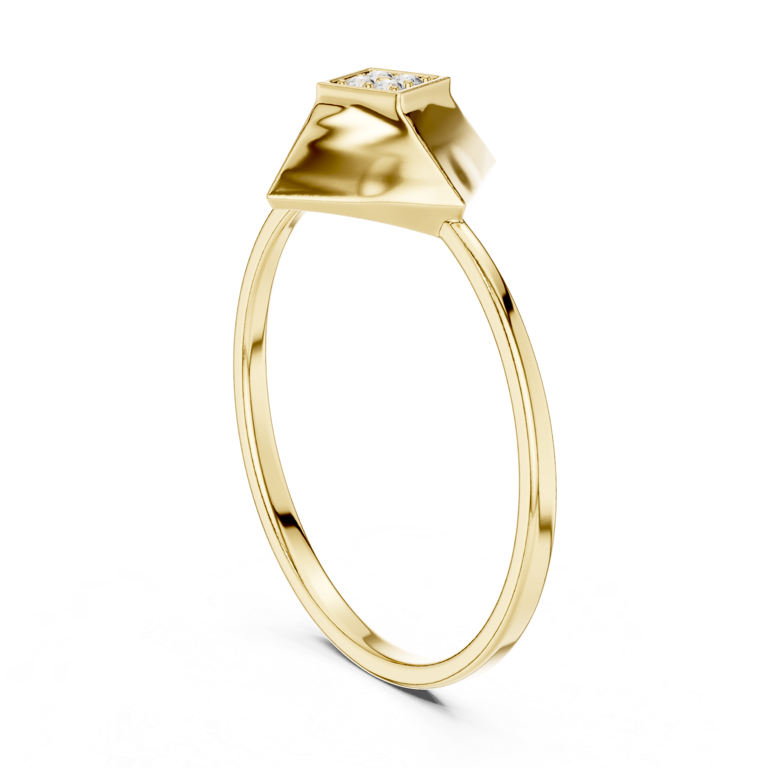 Diamond Pyramid Signet Ring