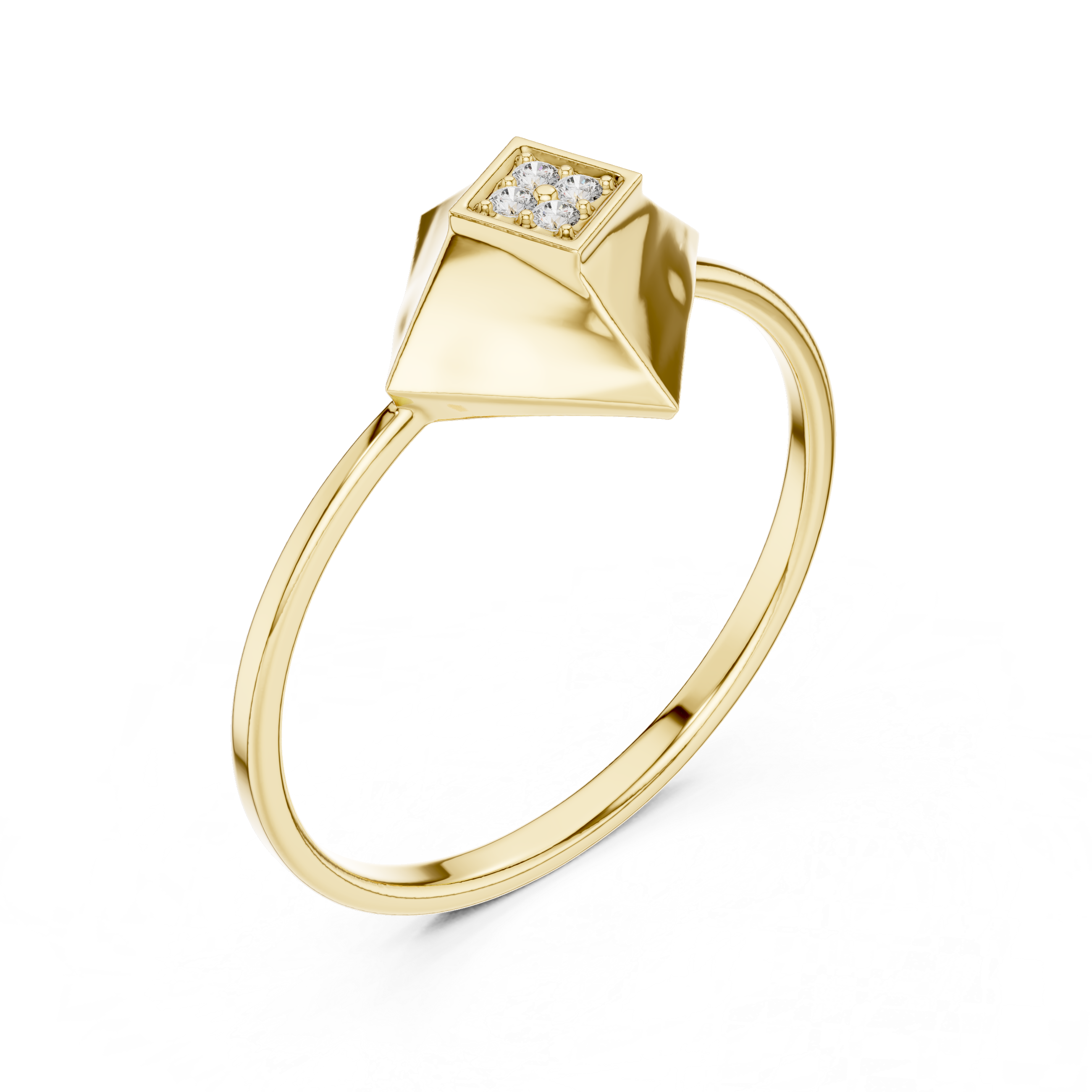 Diamond Pyramid Signet Ring