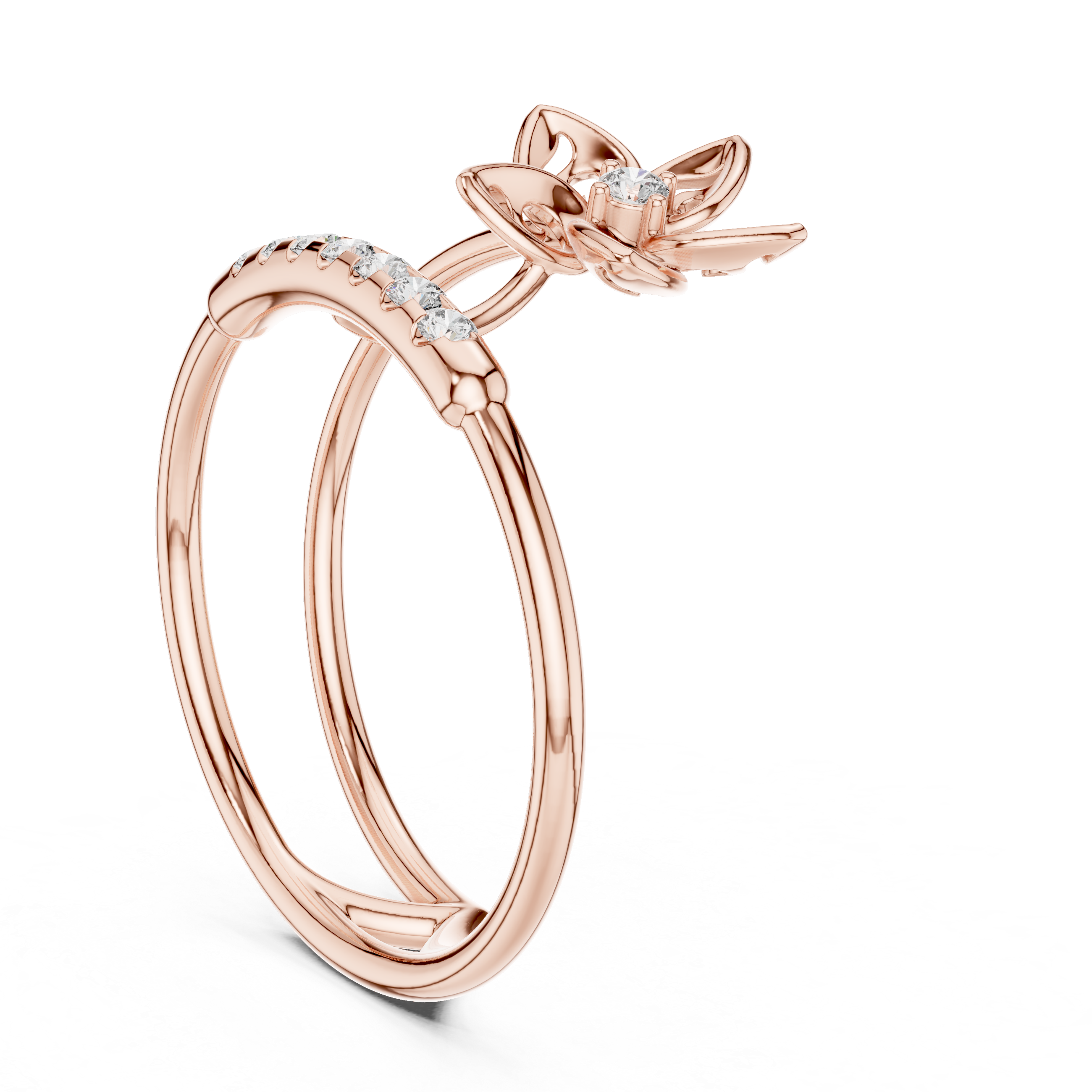 Diamond Floral Duo Ring