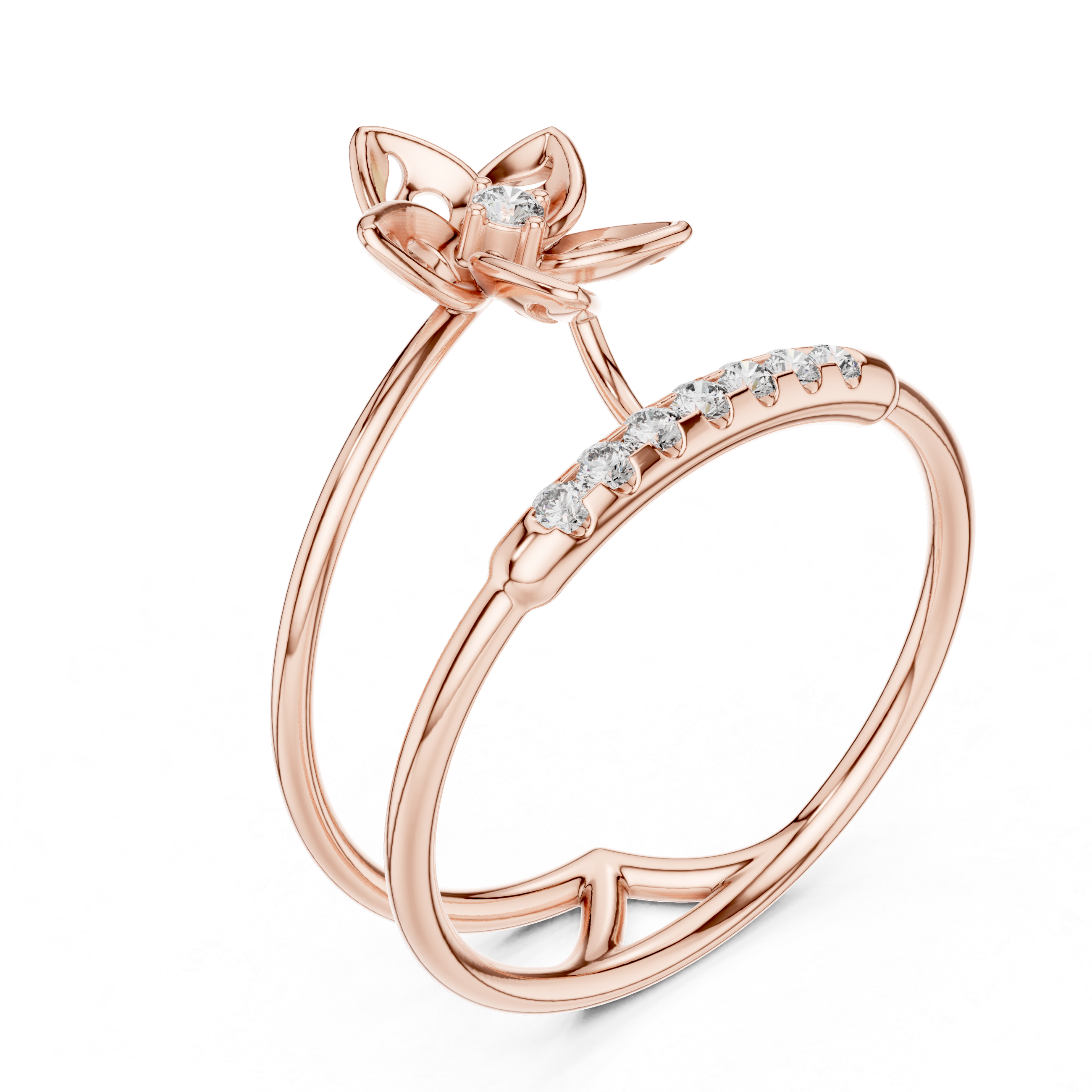 Diamond Floral Duo Ring