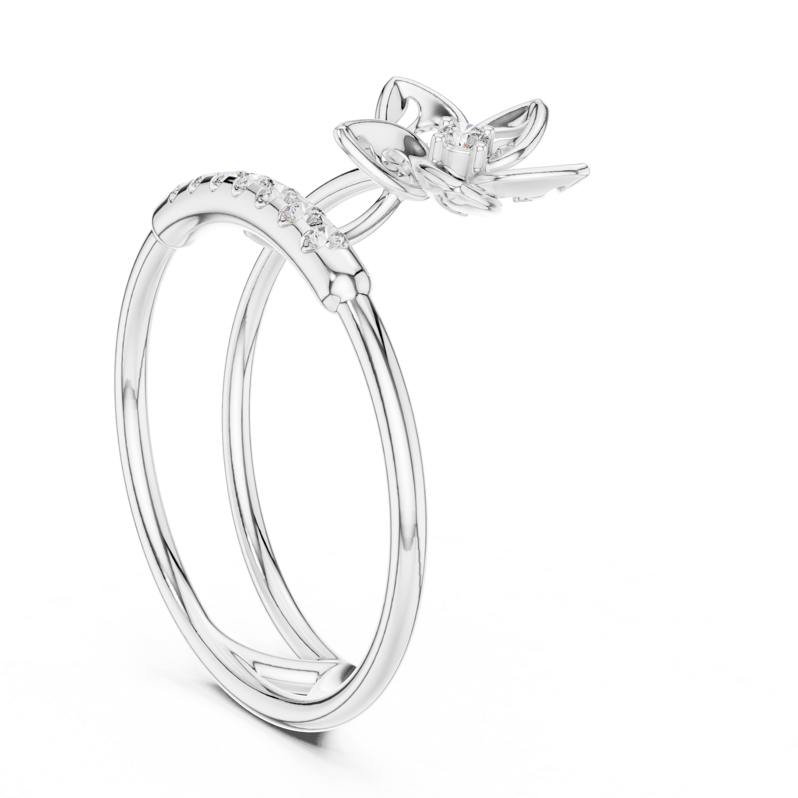 Diamond Floral Duo Ring