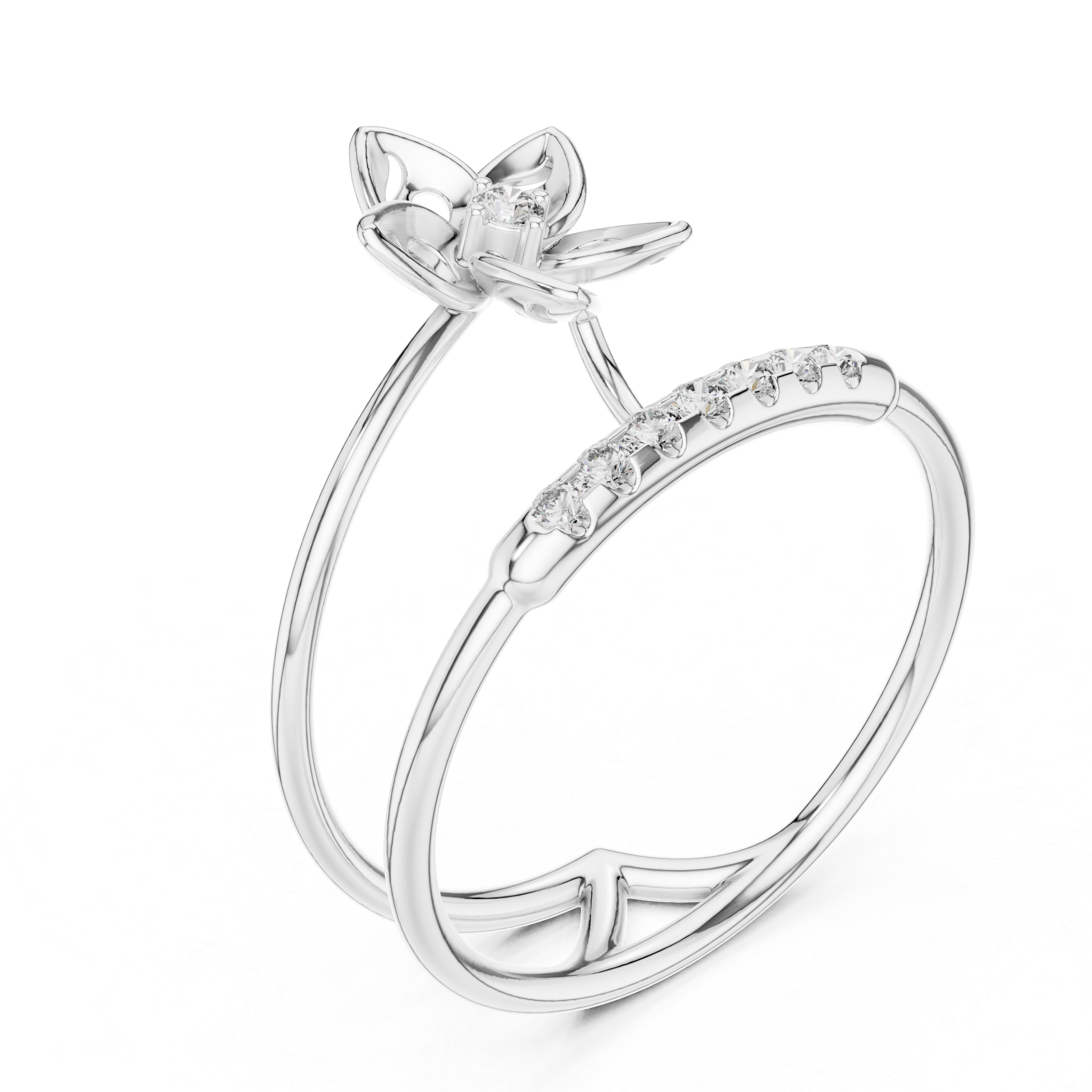 Diamond Floral Duo Ring