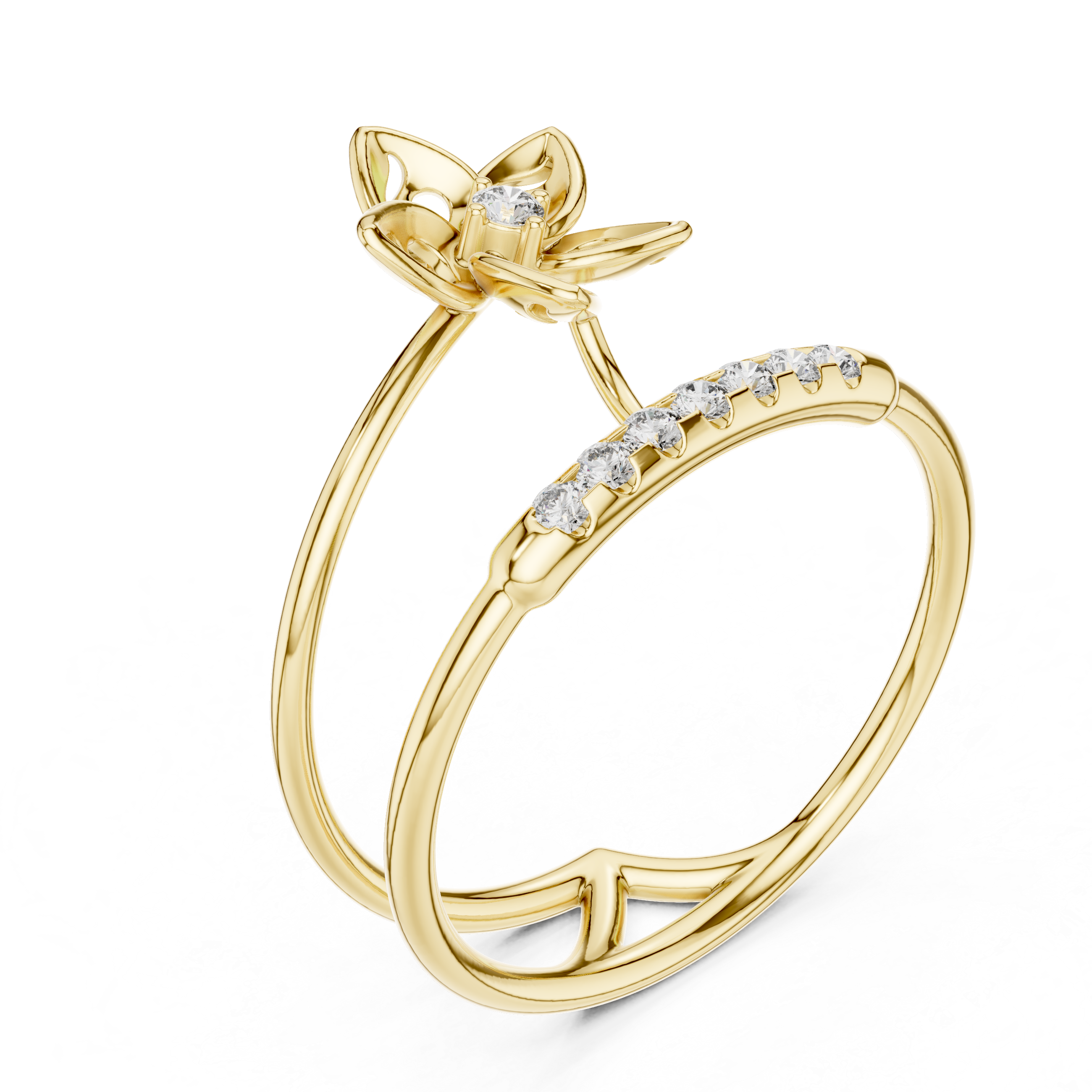 Diamond Floral Duo Ring