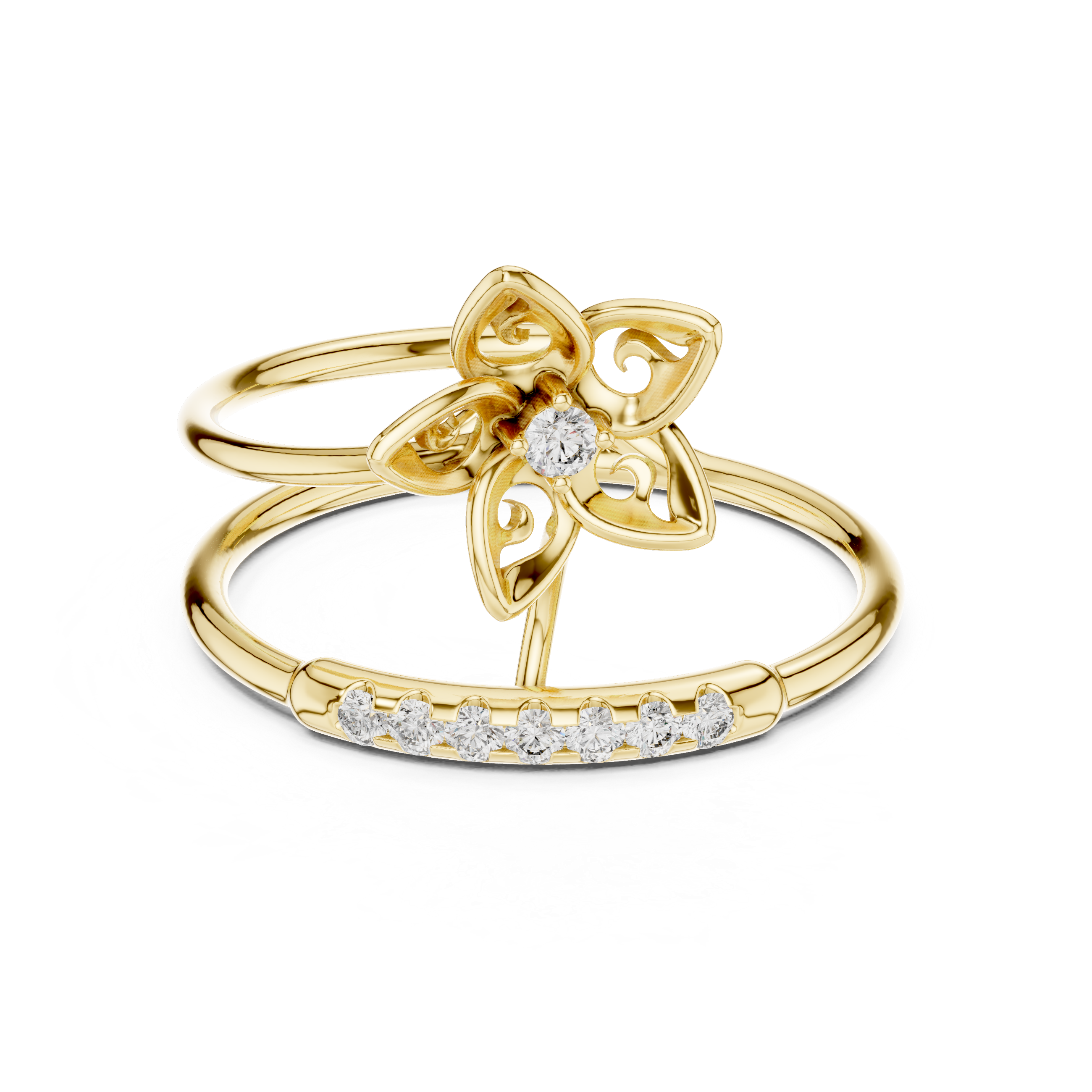 Diamond Floral Duo Ring