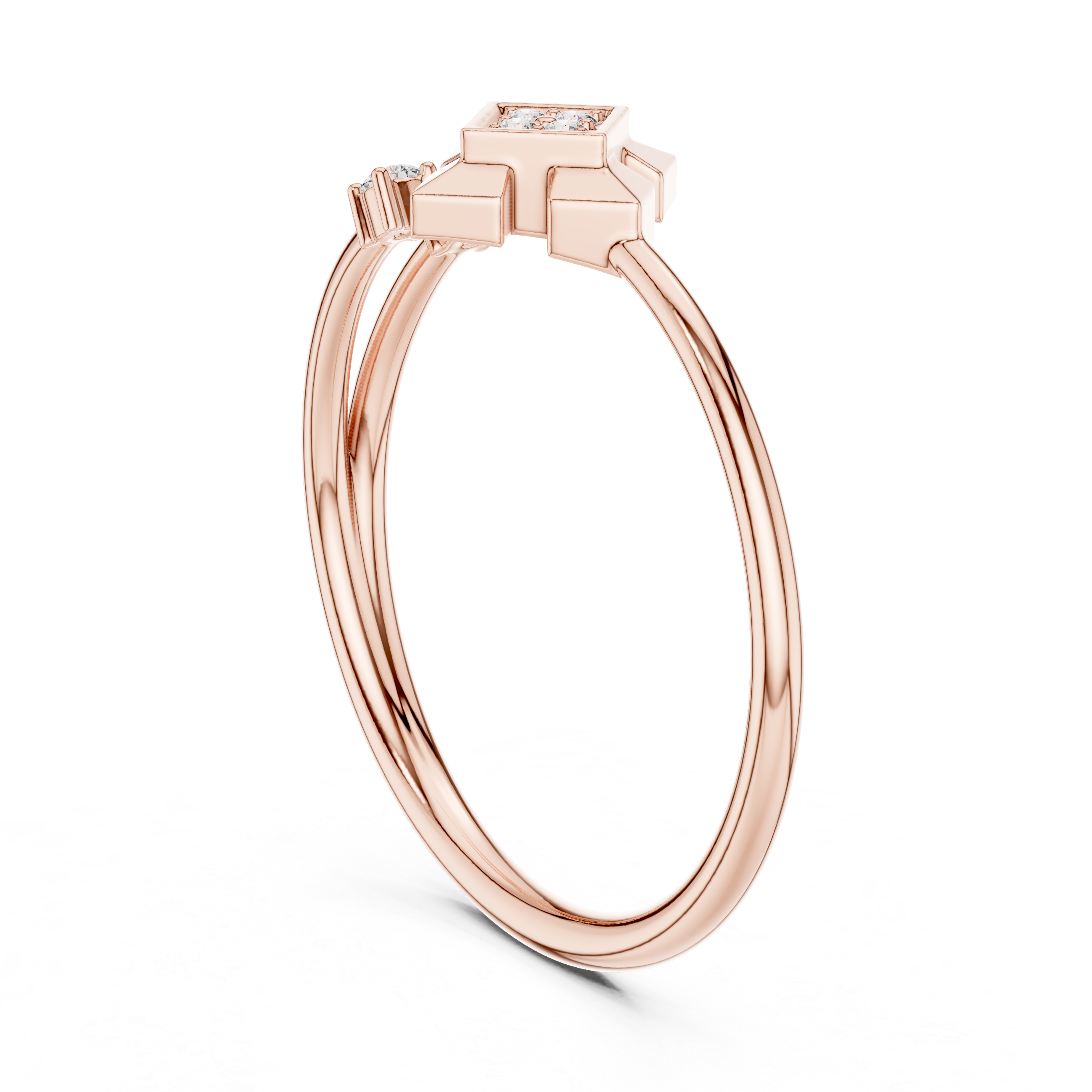 Geometric Diamond Accent Ring