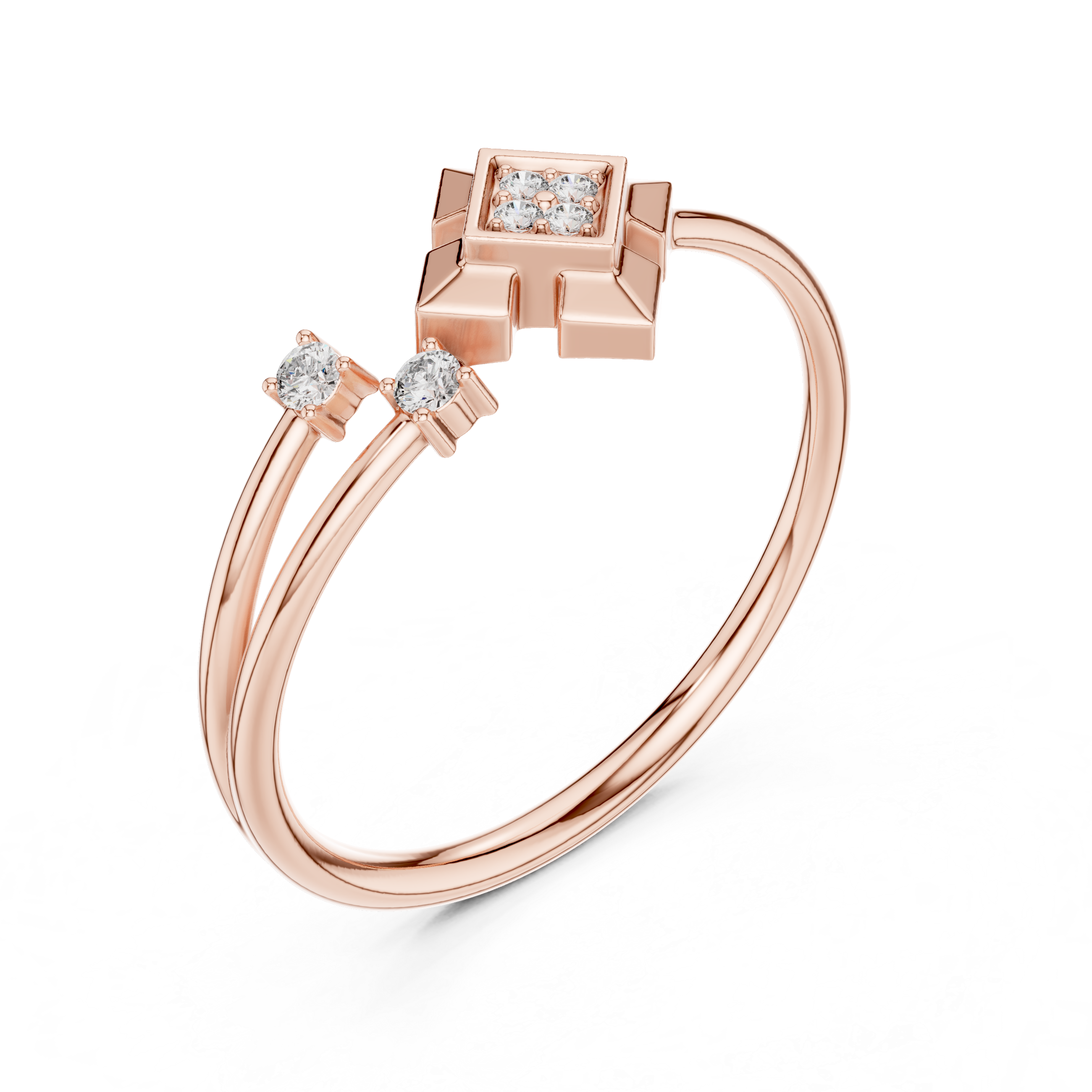 Geometric Diamond Accent Ring